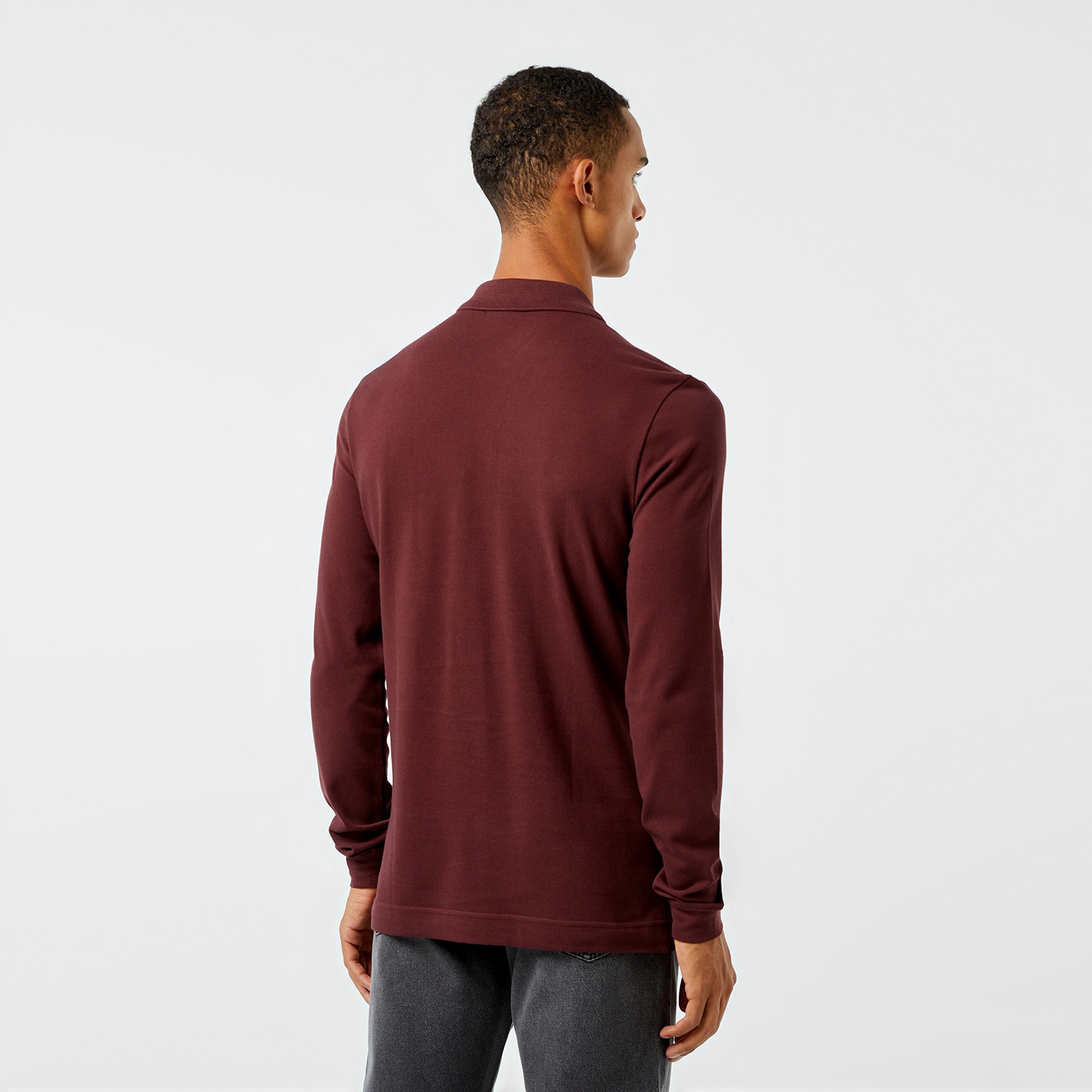Lacoste L.12.12 Erkek Slim Fit Uzun Kollu Bordo Polo