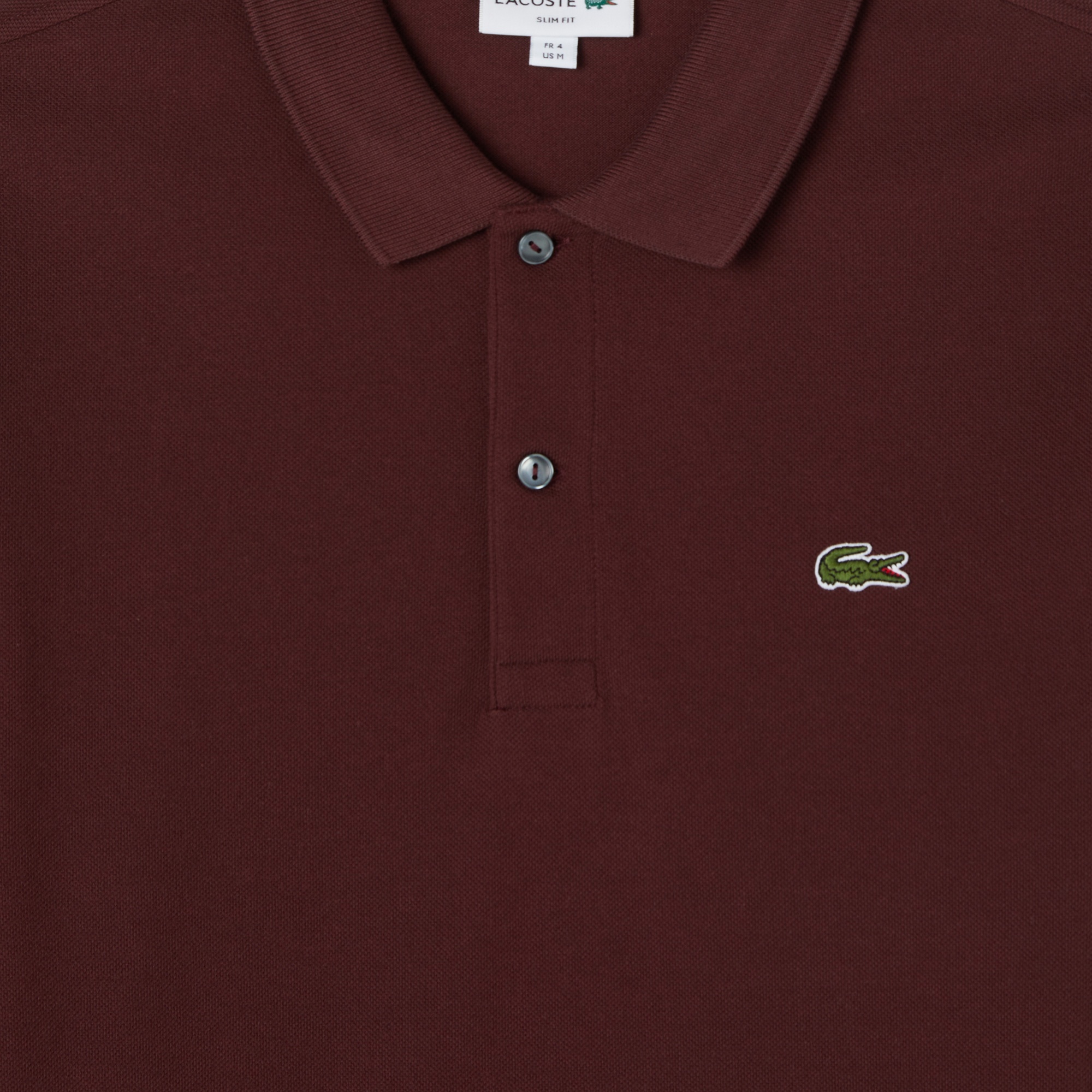 Lacoste L.12.12 Erkek Slim Fit Uzun Kollu Bordo Polo