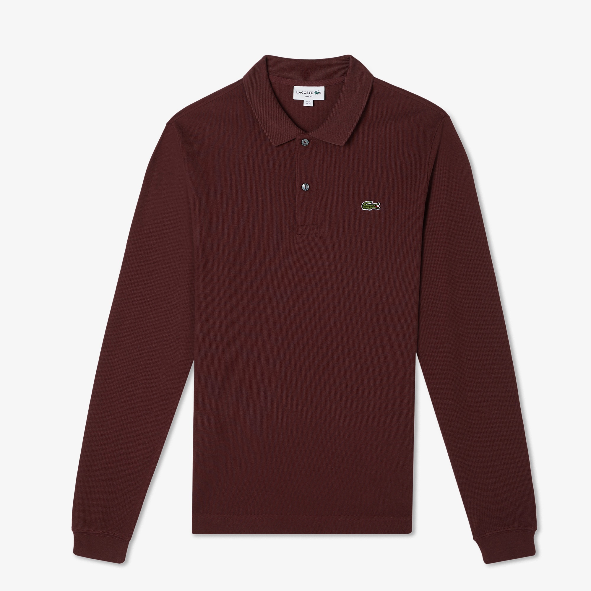 Lacoste L.12.12 Erkek Slim Fit Uzun Kollu Bordo Polo