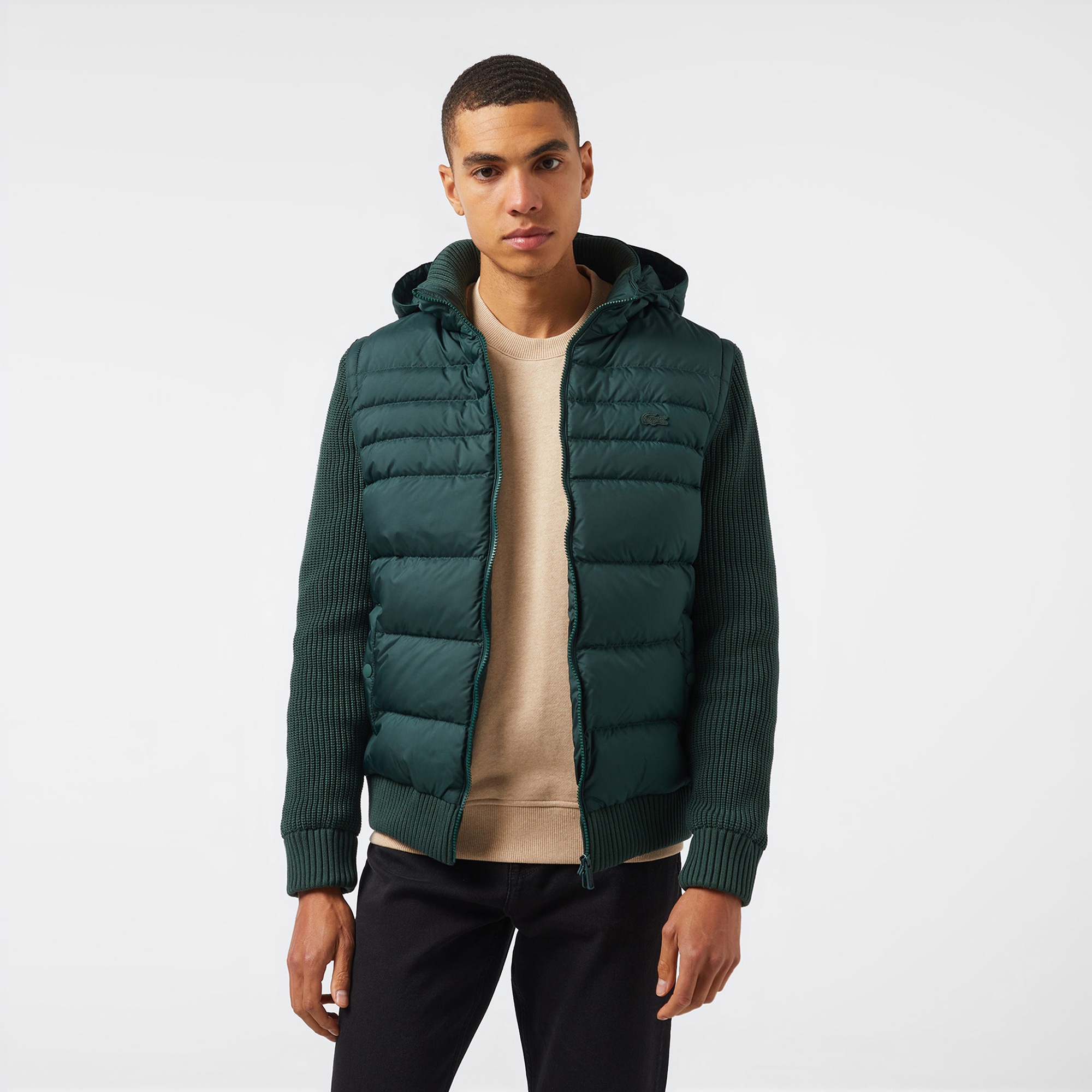 Lacoste Erkek Kapüşonlu Koyu Yeşil Mont