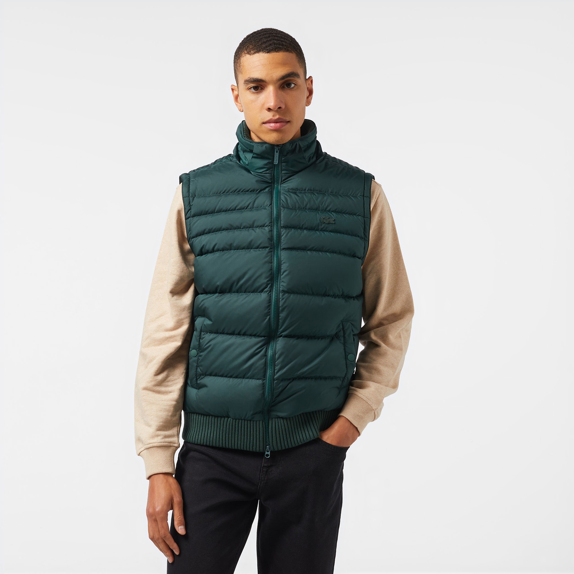 Lacoste Erkek Kapüşonlu Koyu Yeşil Mont