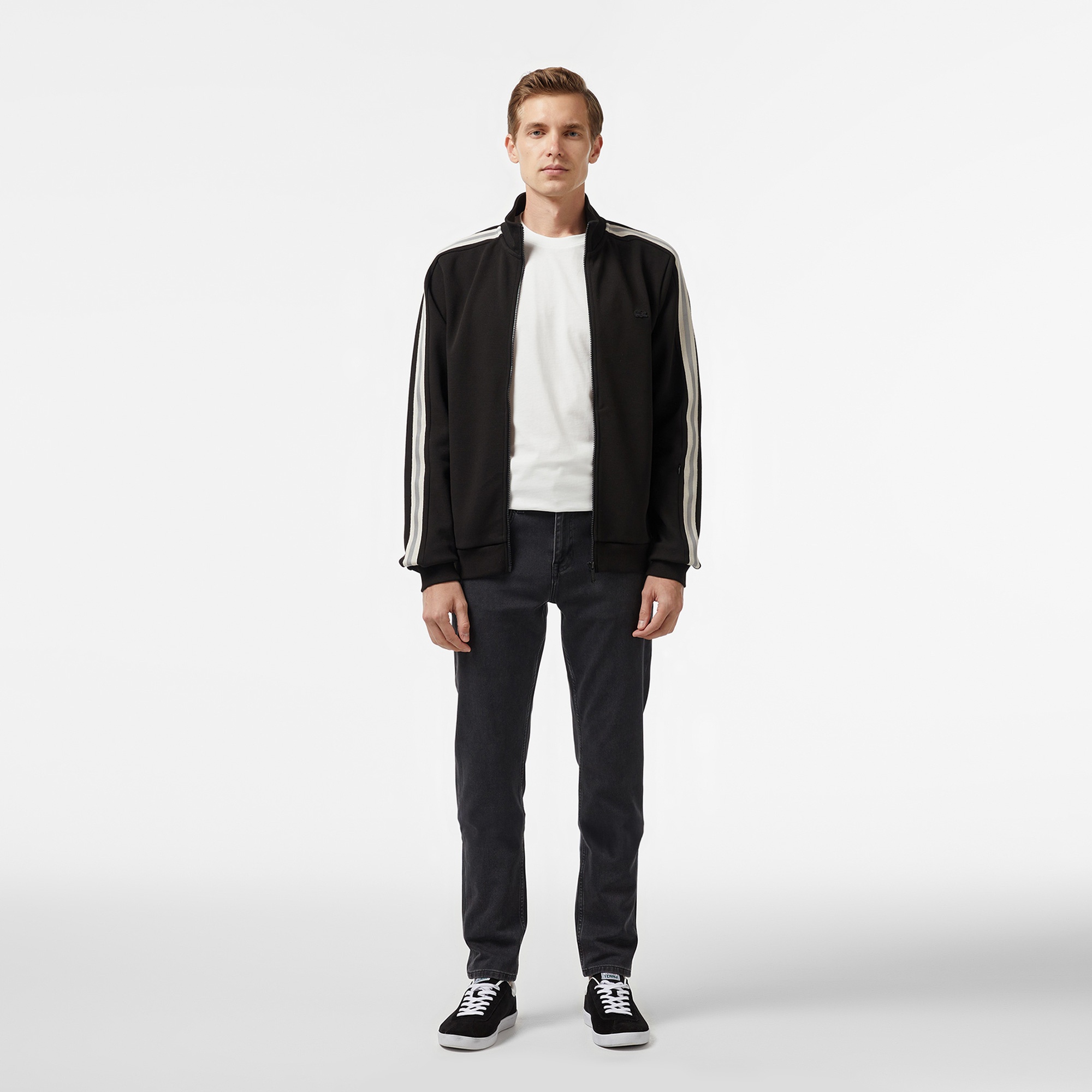 Lacoste Erkek Slim Fit Fermuarlı Siyah Sweatshirt