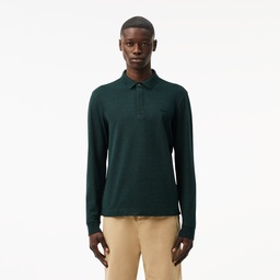 Erkek Regular Fit Uzun Kollu Koyu Yeşil Polo Yeşil