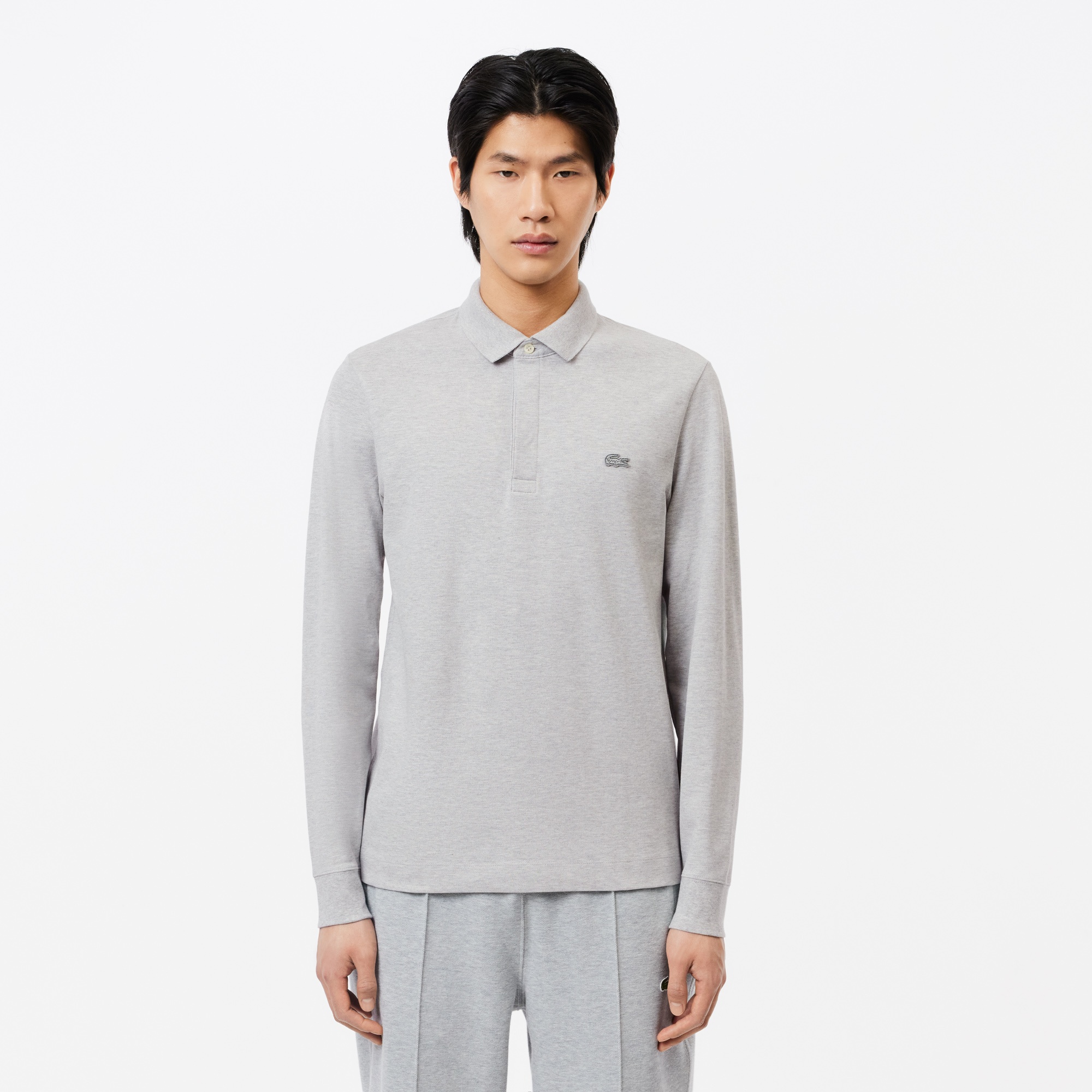 Lacoste Paris Erkek Regular Fit Uzun Kollu Gri Polo