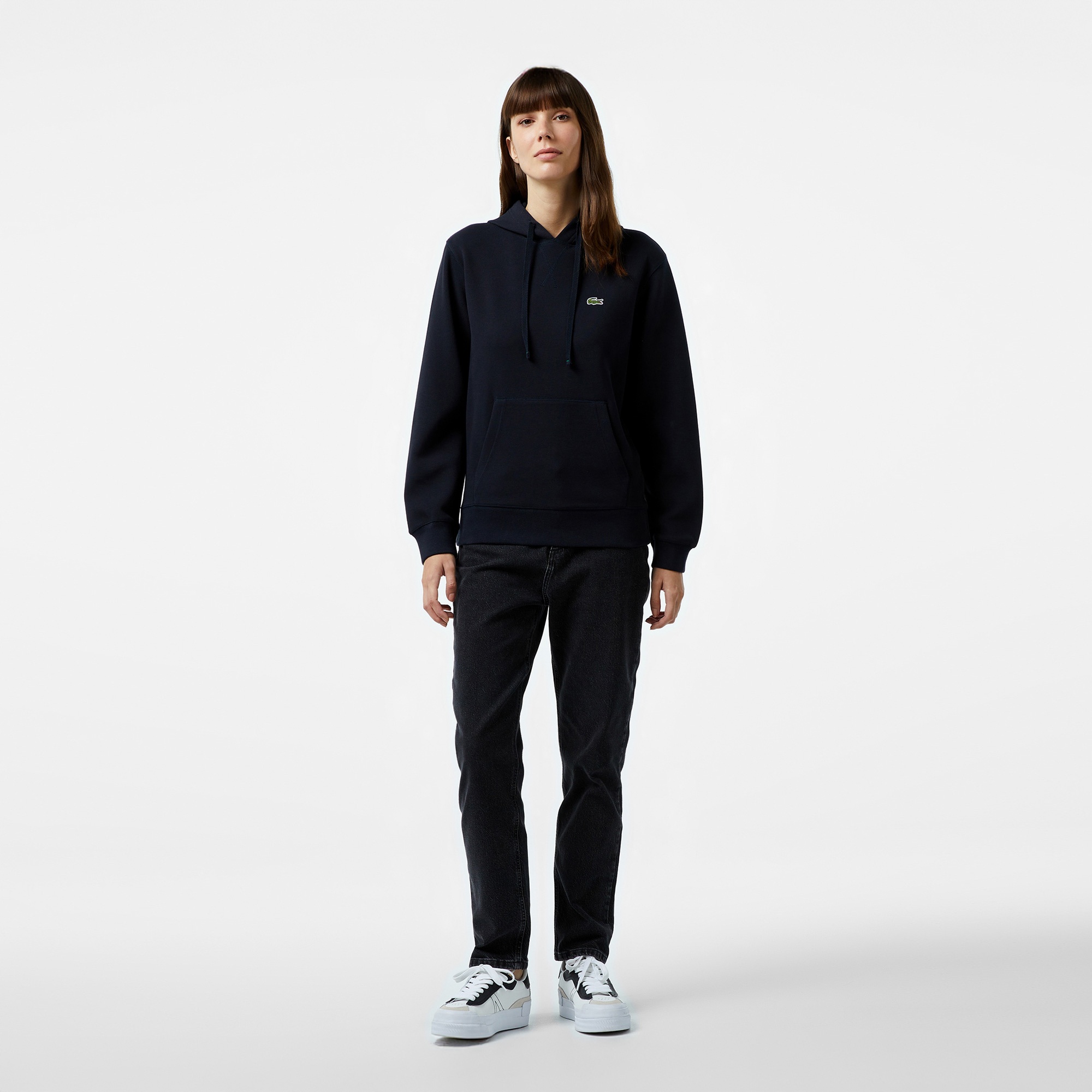 Lacoste Kadın Regular Fit Kapüşonlu Lacivert Sweatshirt