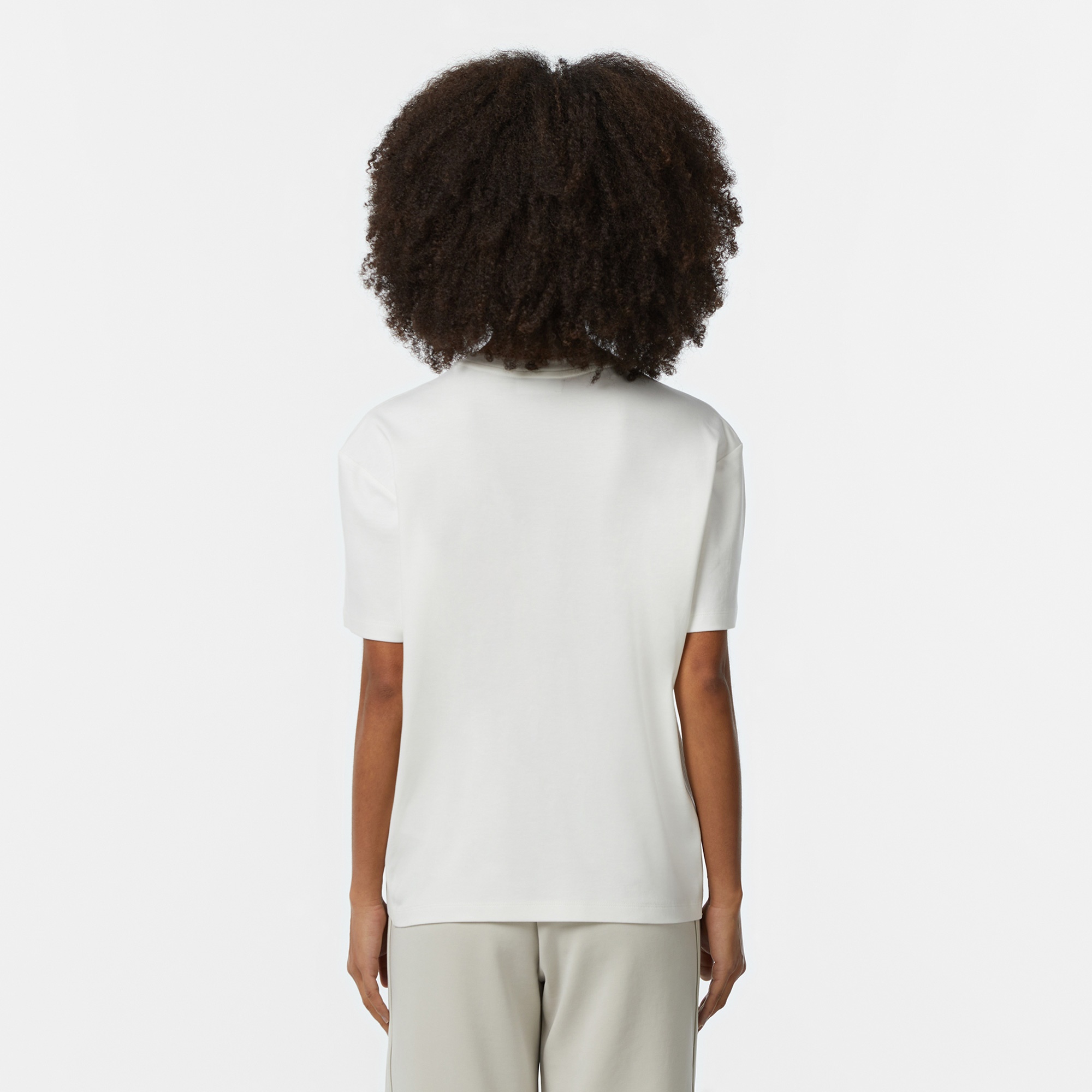 Lacoste Kadın Relaxed Fit Bisiklet Yaka Beyaz T-Shirt