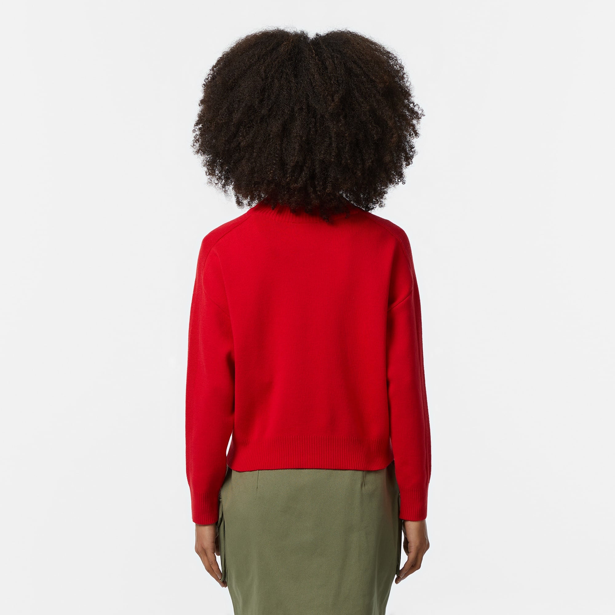 Lacoste Kadın Relaxed Fit Yarım Fermuarlı Kırmızı Triko