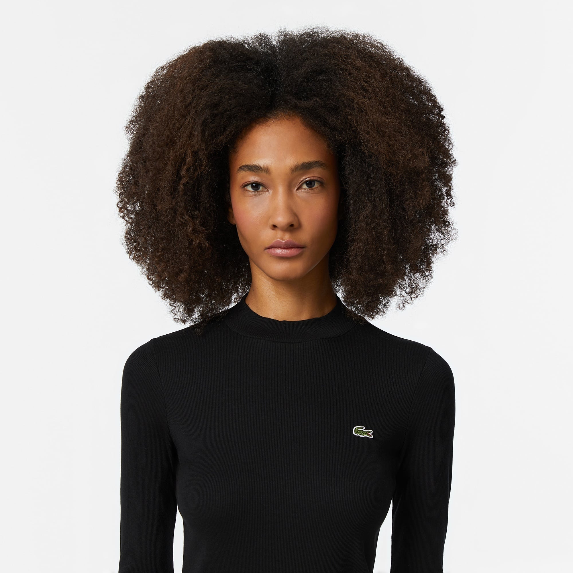 Kadın Slim Fit Uzun Kollu Bisiklet Yaka Siyah T-Shirt