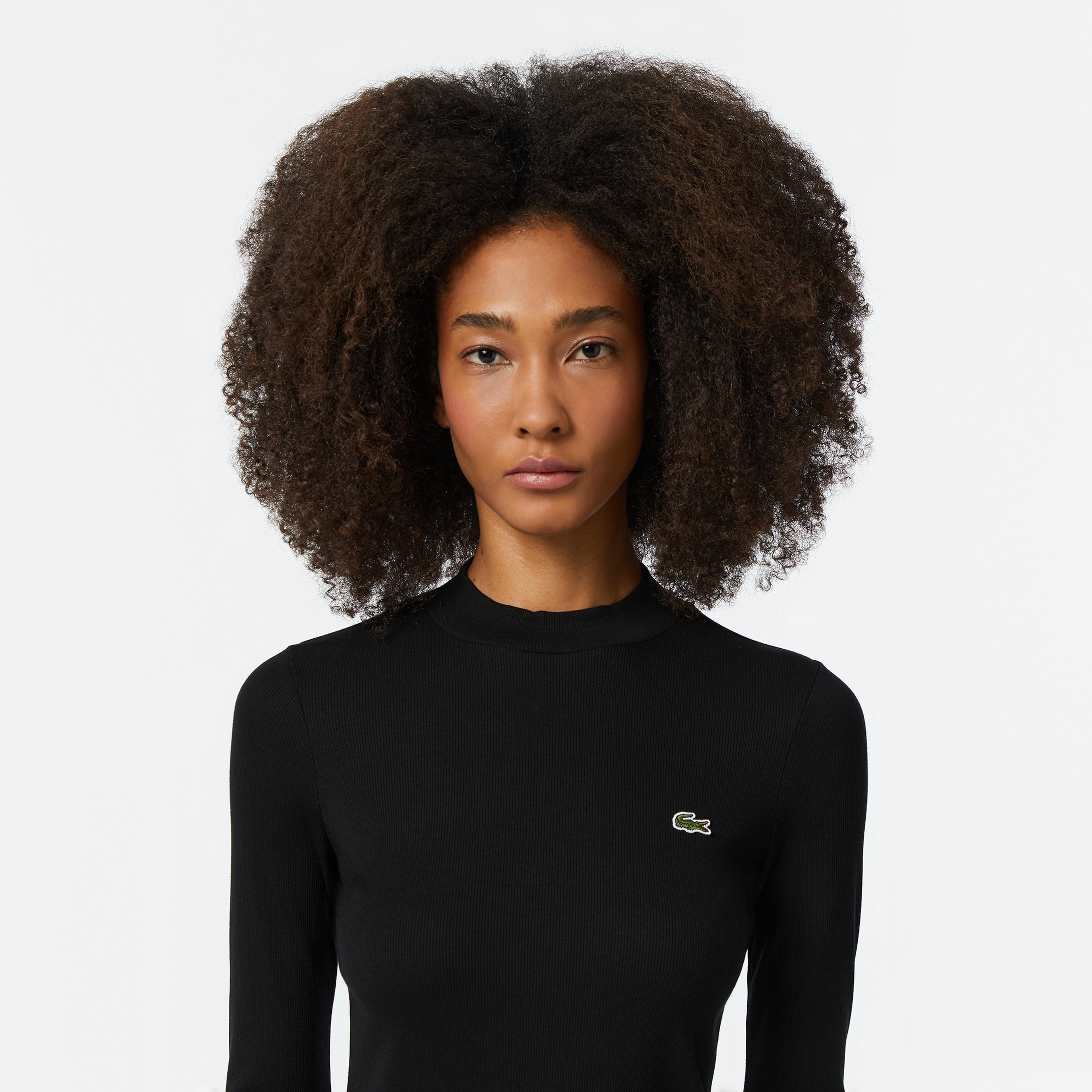 Kadın Slim Fit Uzun Kollu Bisiklet Yaka Siyah T-Shirt