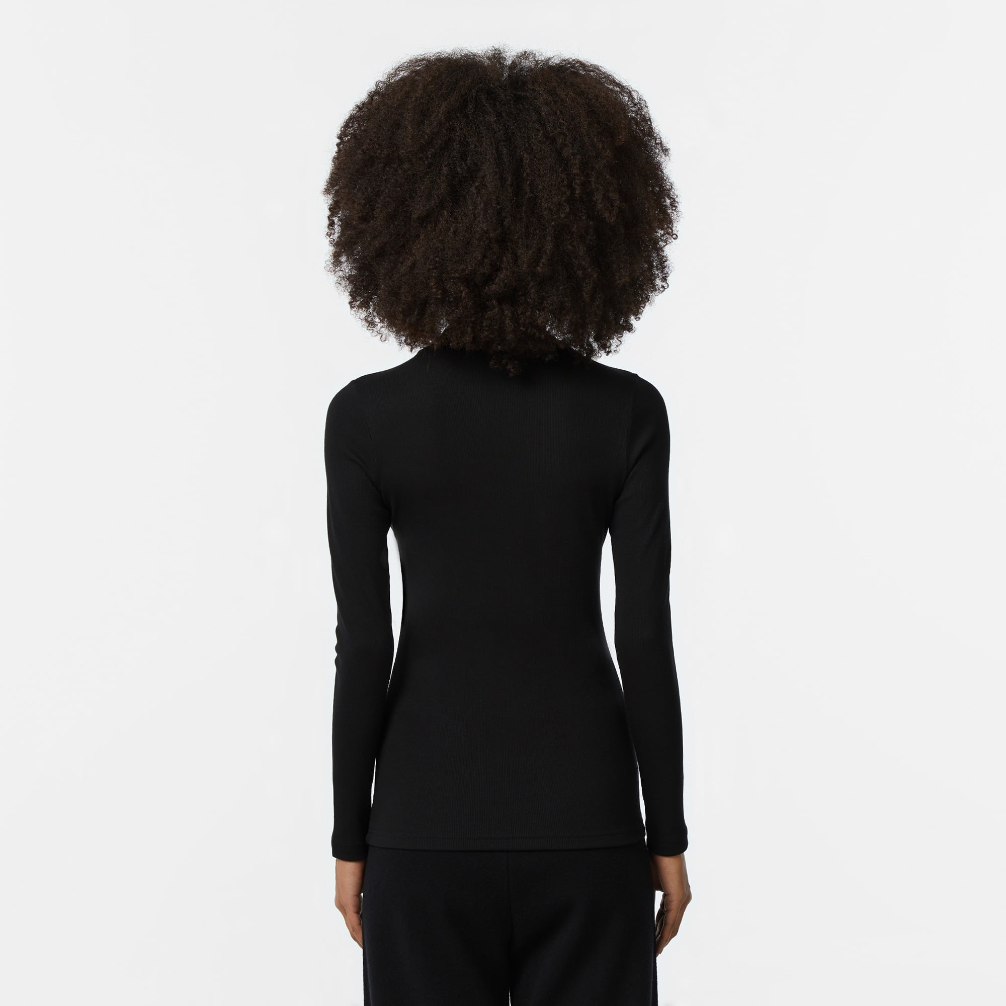 Kadın Slim Fit Uzun Kollu Bisiklet Yaka Siyah T-Shirt