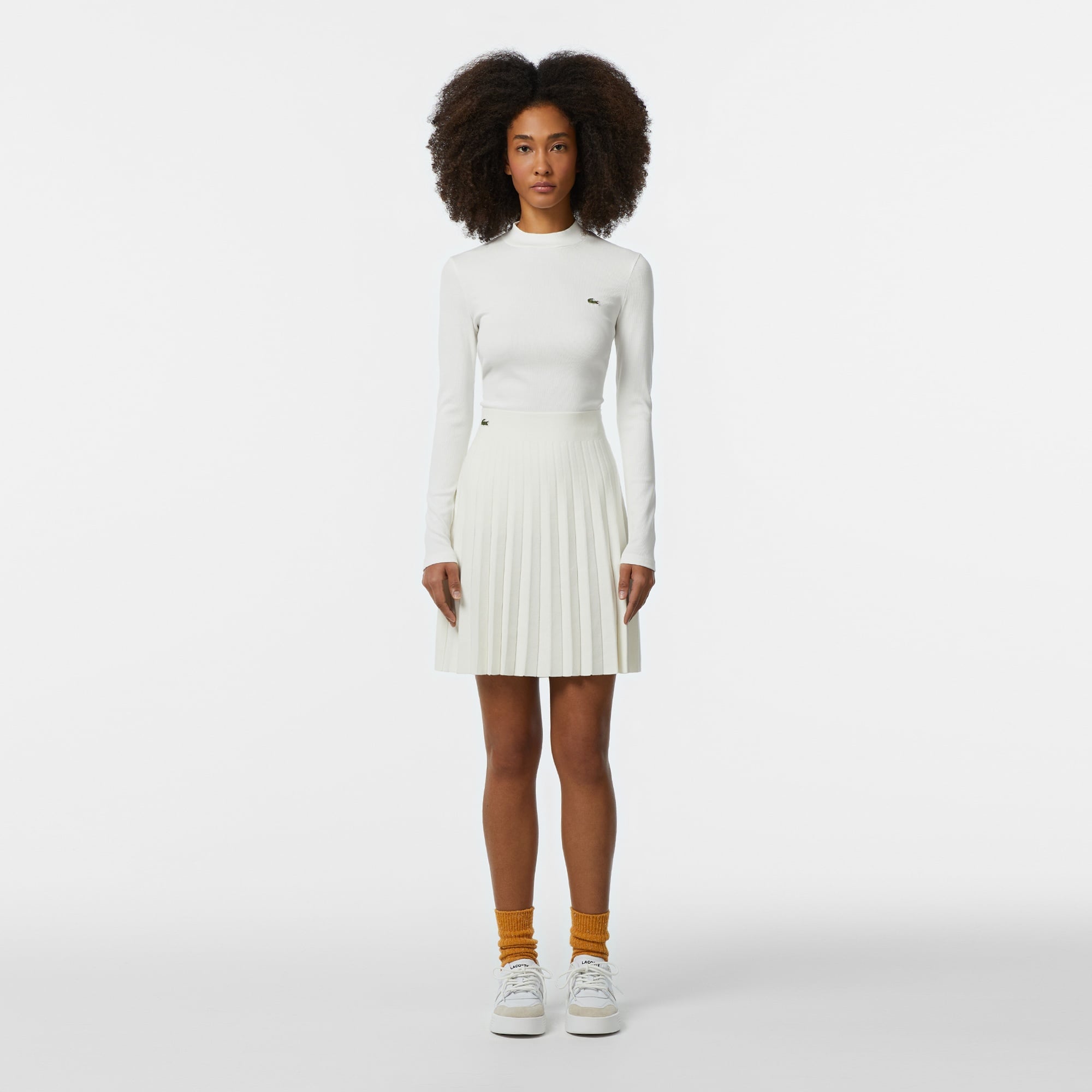 Kadın Slim Fit Uzun Kollu Bisiklet Yaka Beyaz T-Shirt