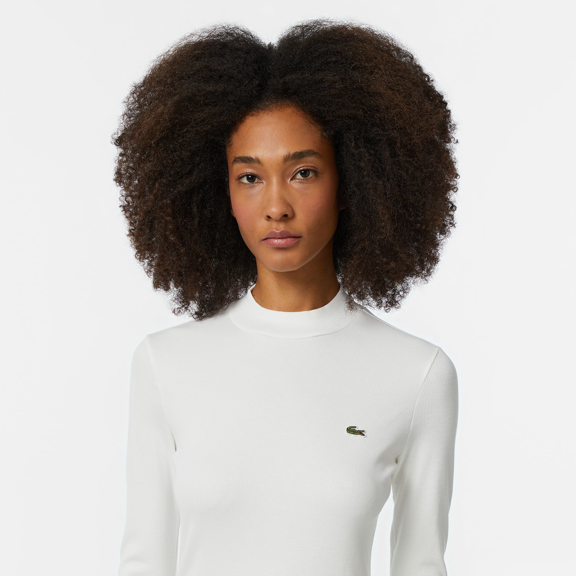 Kadın Slim Fit Uzun Kollu Bisiklet Yaka Beyaz T-Shirt