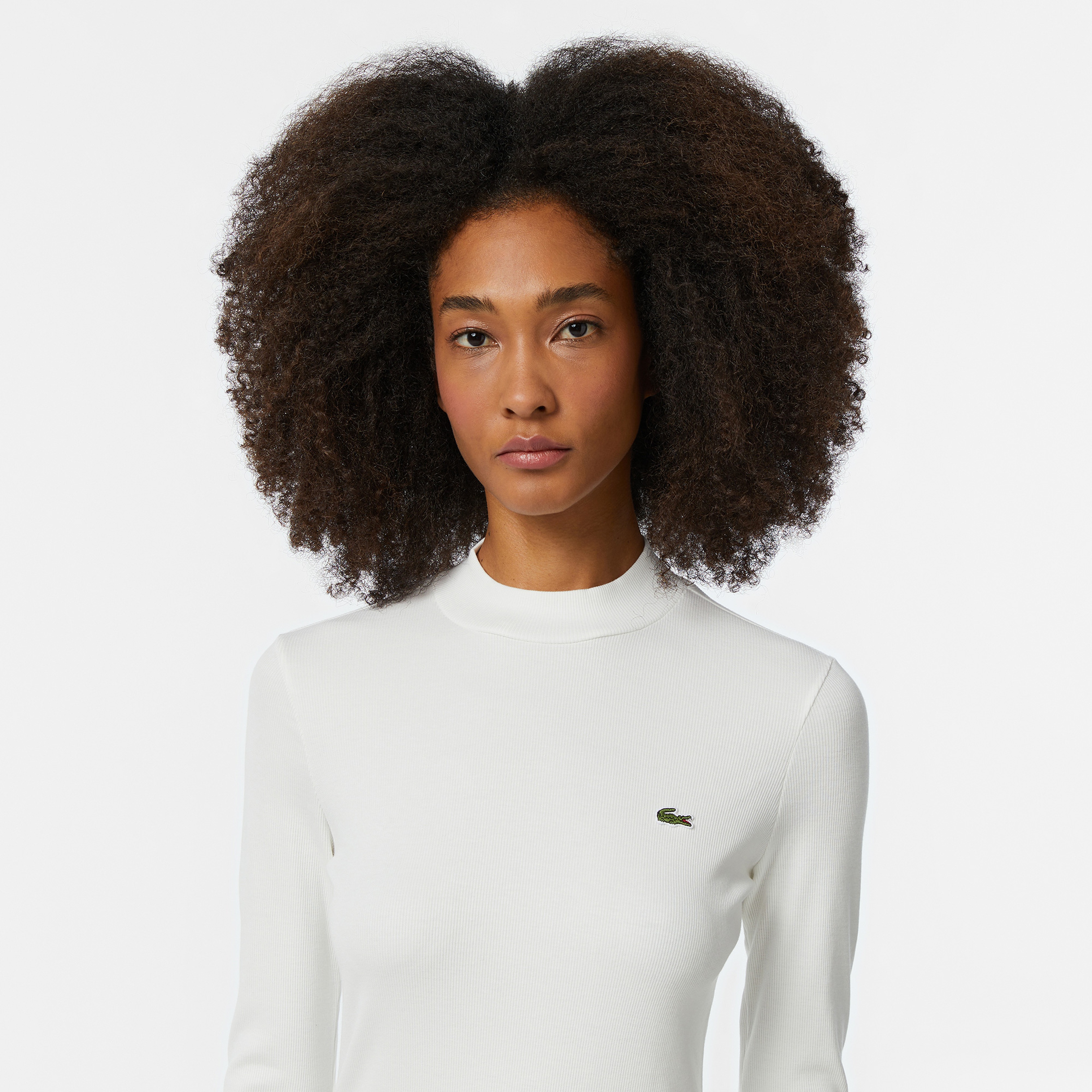 Kadın Slim Fit Uzun Kollu Bisiklet Yaka Beyaz T-Shirt