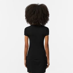 Kadın Slim Fit V Yaka Siyah T-Shirt Siyah