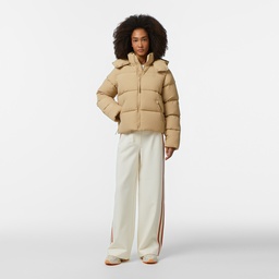 Lacoste Kadın Relaxed Fit Kapüşonlu Kahverengi Şişme Mont Kahverengi