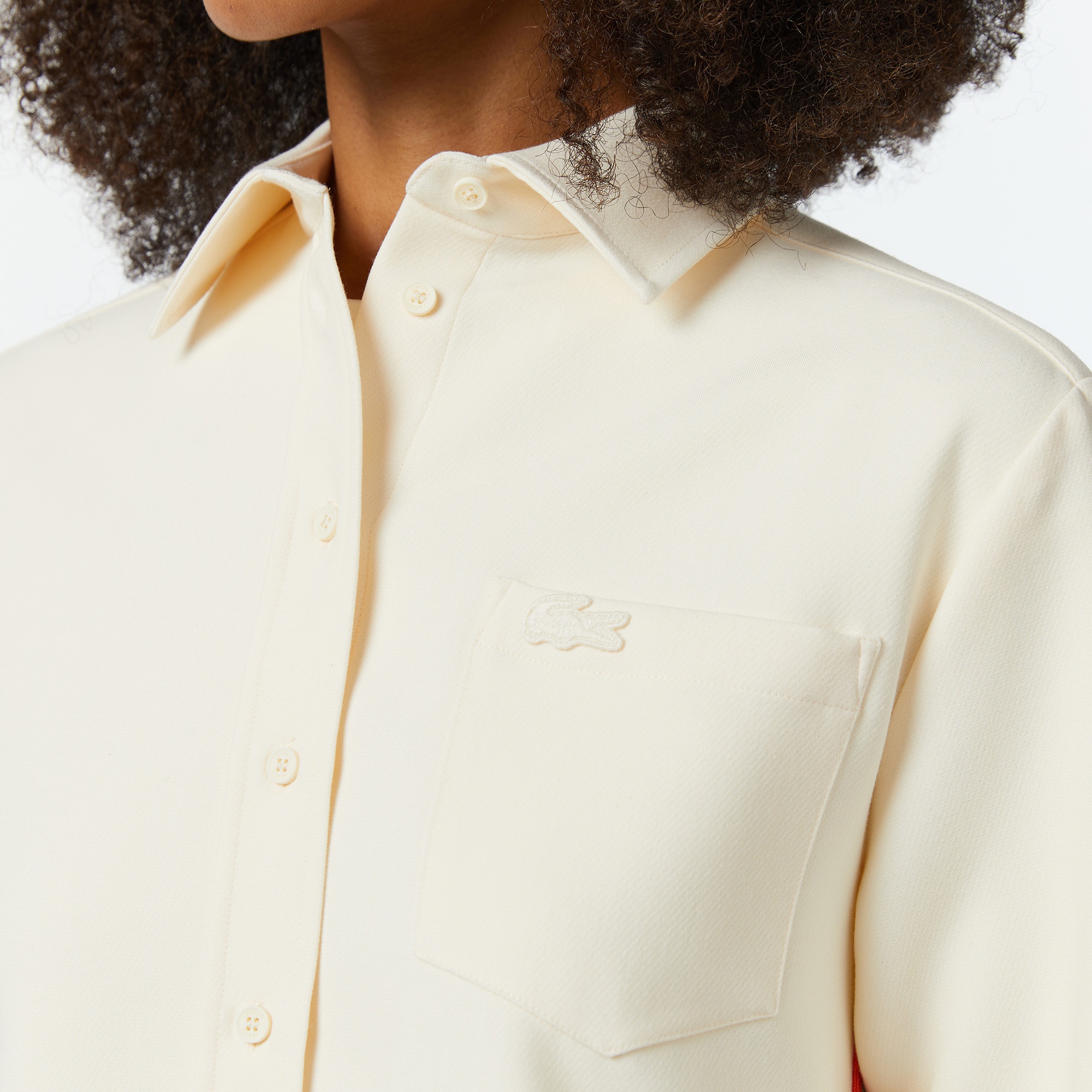 Lacoste Kadın Oversize Fit Krem Gömlek