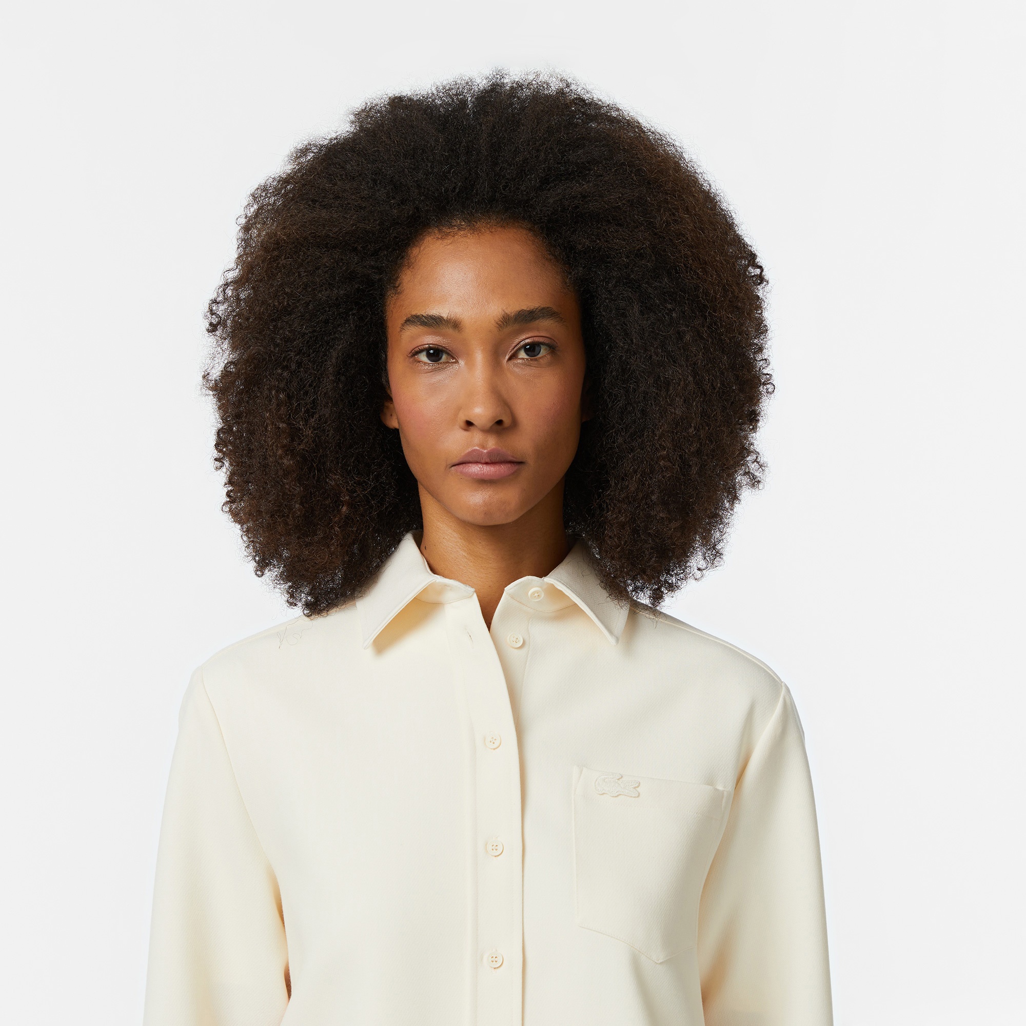 Lacoste Kadın Oversize Fit Krem Gömlek