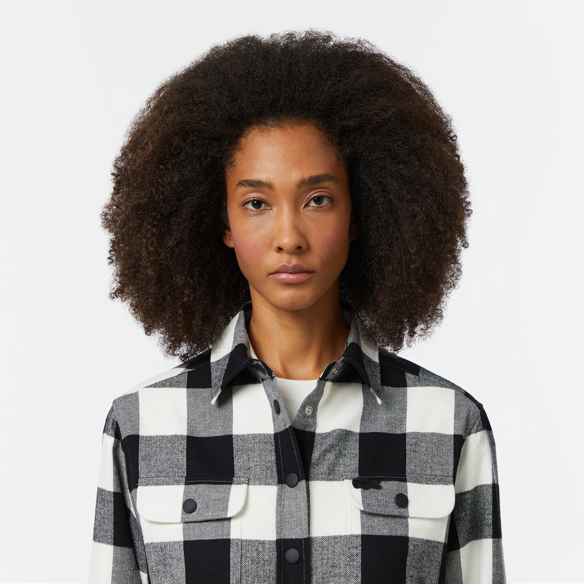 Lacoste Kadın Regular Fit Ekose Siyah Gömlek