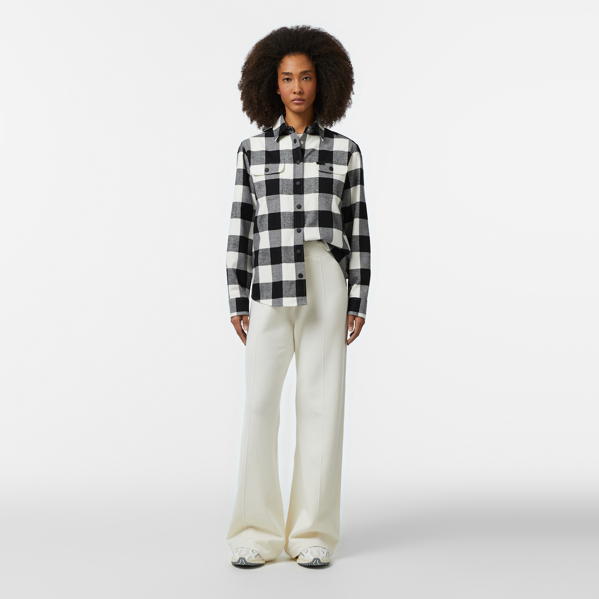 Lacoste Kadın Regular Fit Ekose Siyah Gömlek