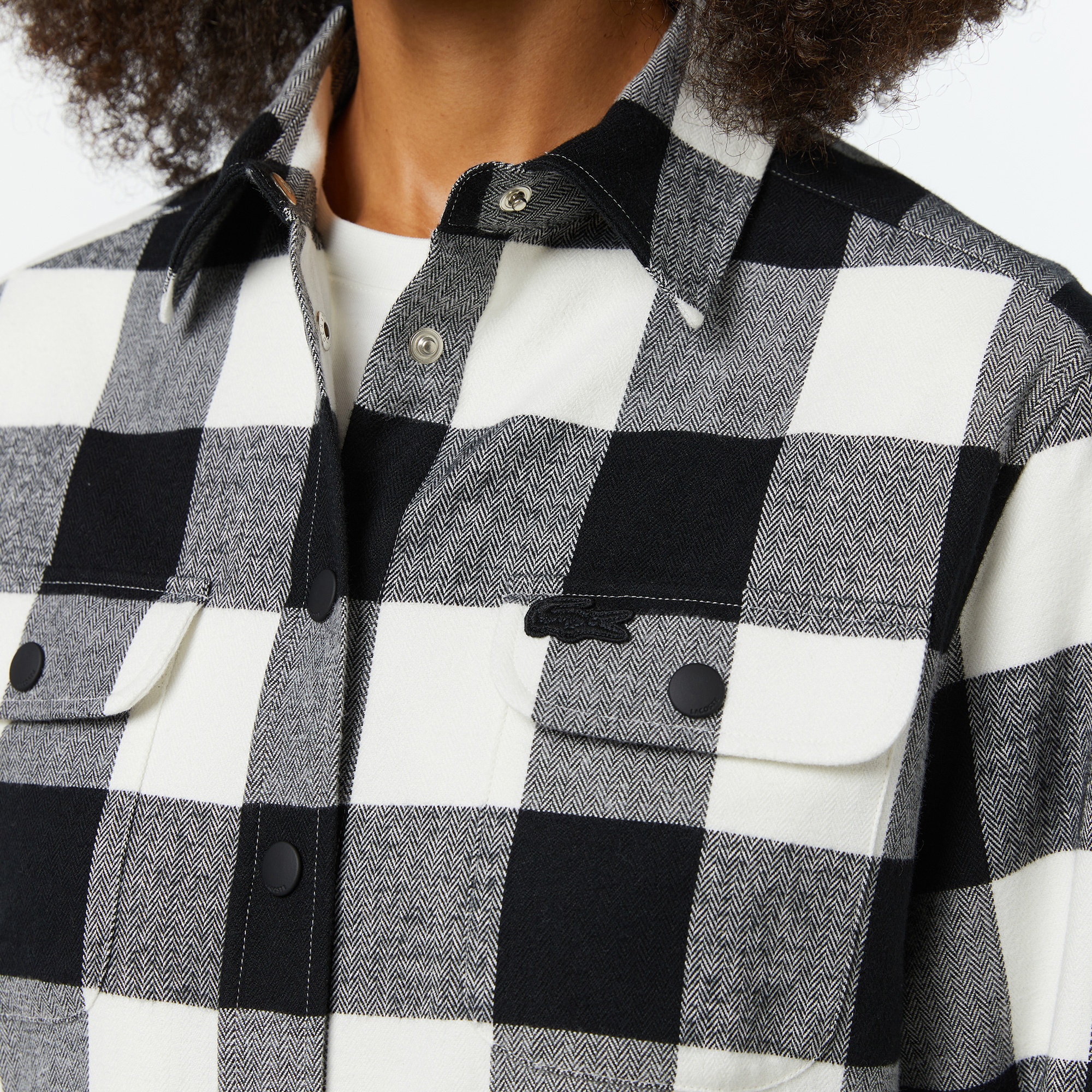 Lacoste Kadın Regular Fit Ekose Siyah Gömlek