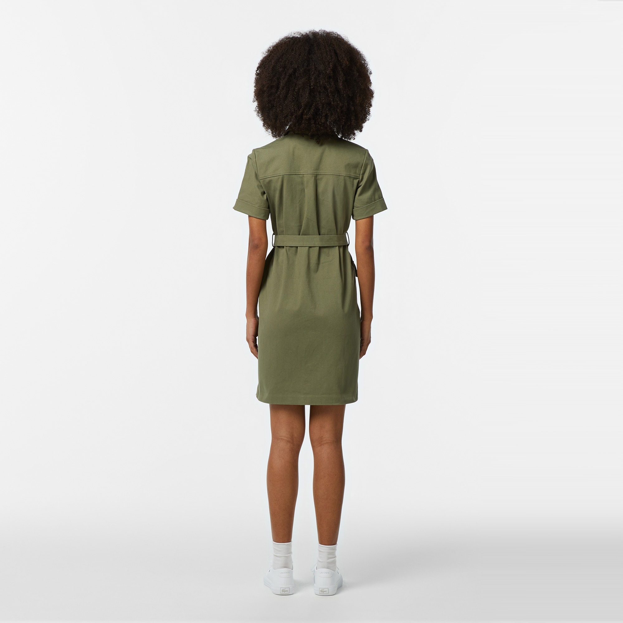 Lacoste Kadın Regular Fit Polo Yaka Haki Elbise