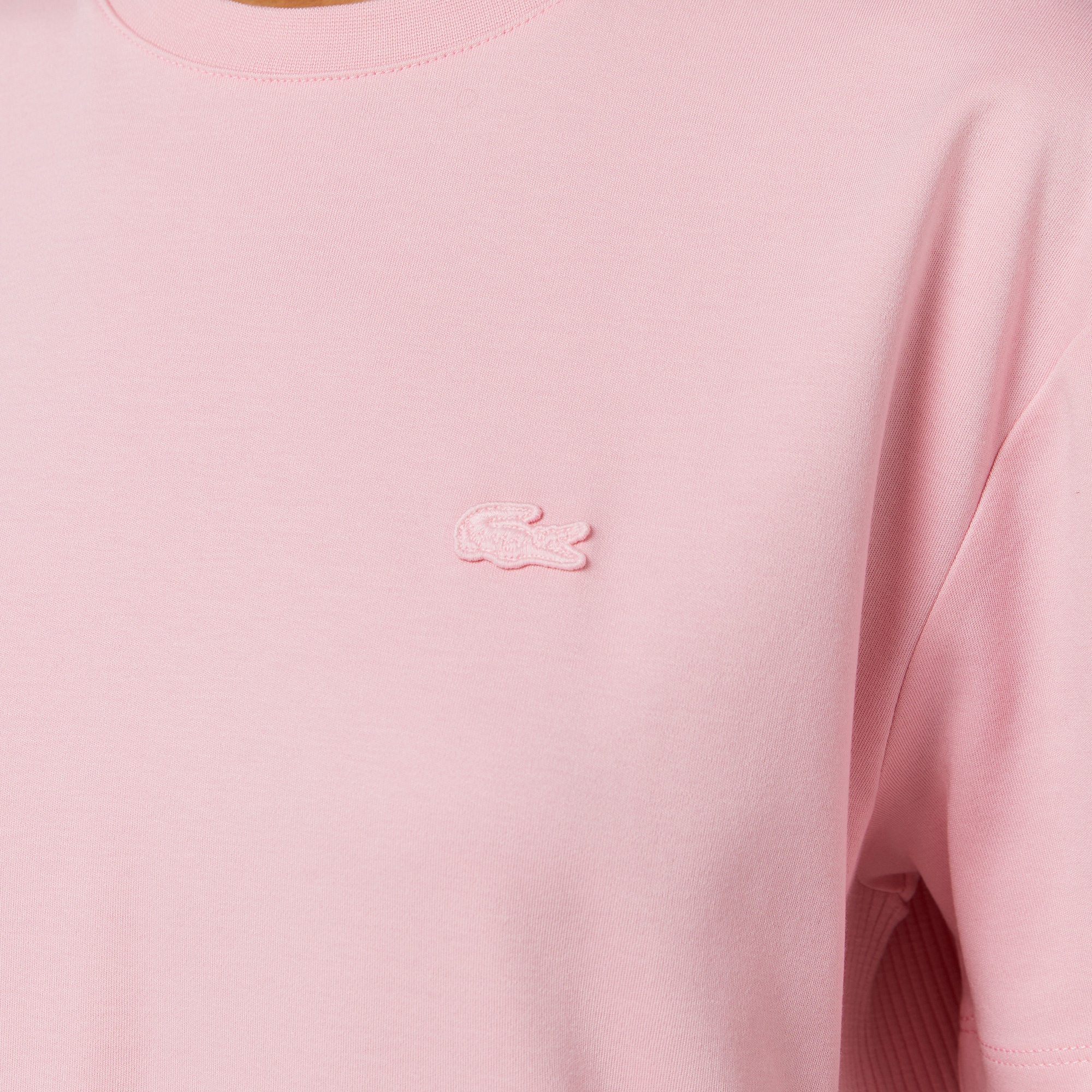 Lacoste Kadın Relaxed Fit Bisiklet Yaka Pembe T-Shirt