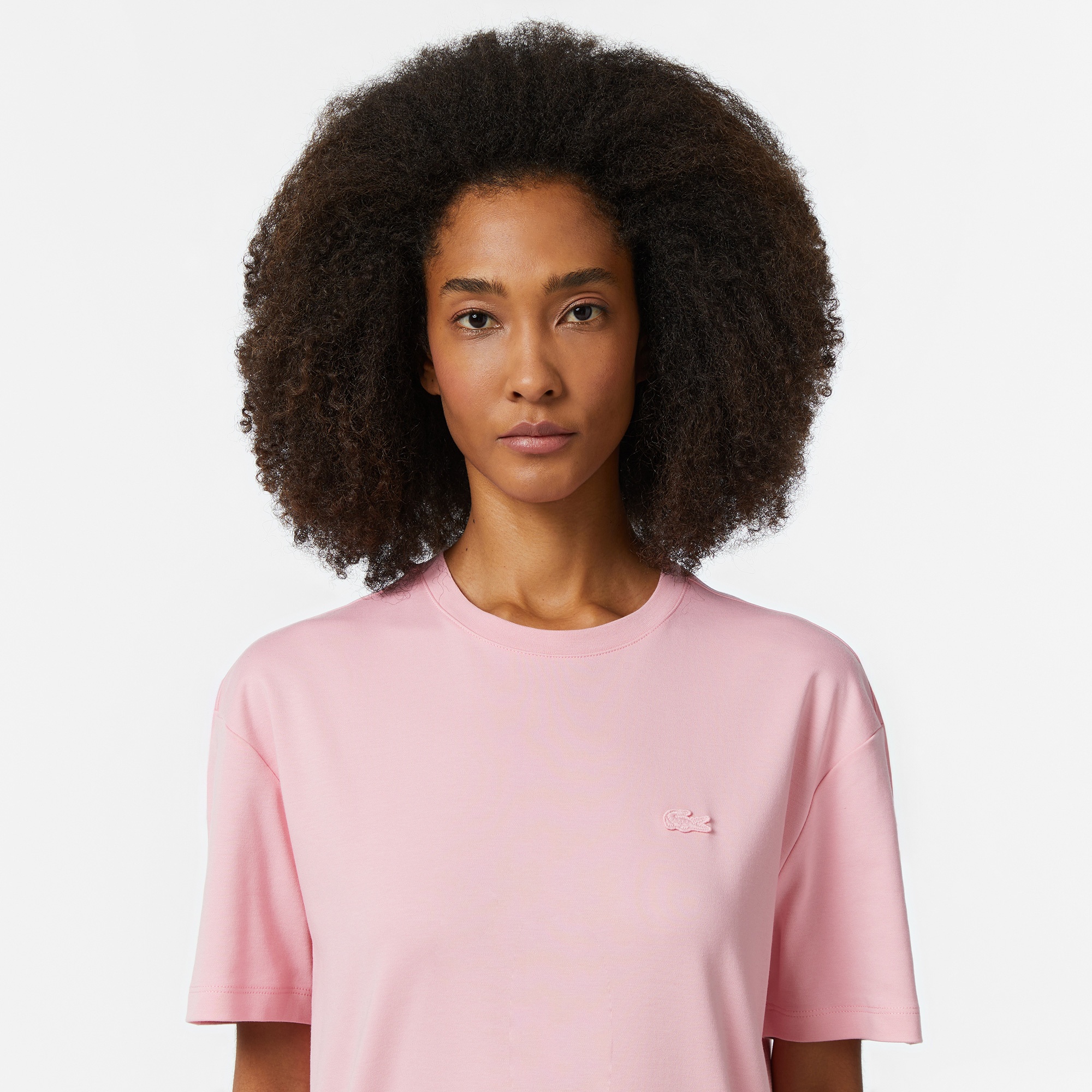 Lacoste Kadın Relaxed Fit Bisiklet Yaka Pembe T-Shirt