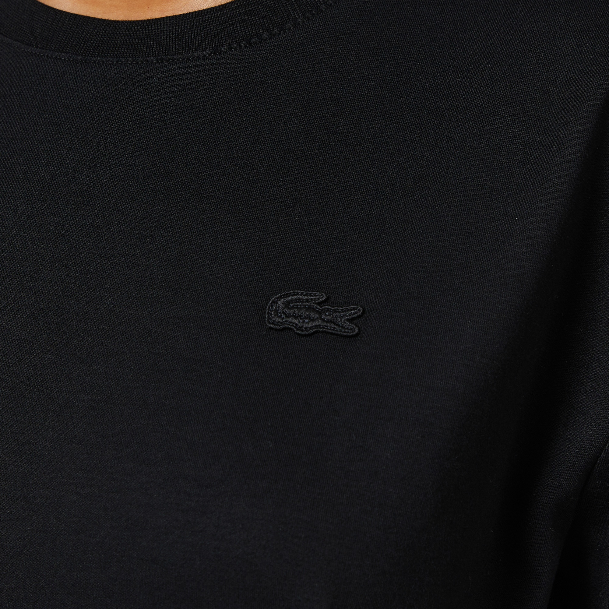 Lacoste Kadın Relaxed Fit Bisiklet Yaka Siyah T-Shirt