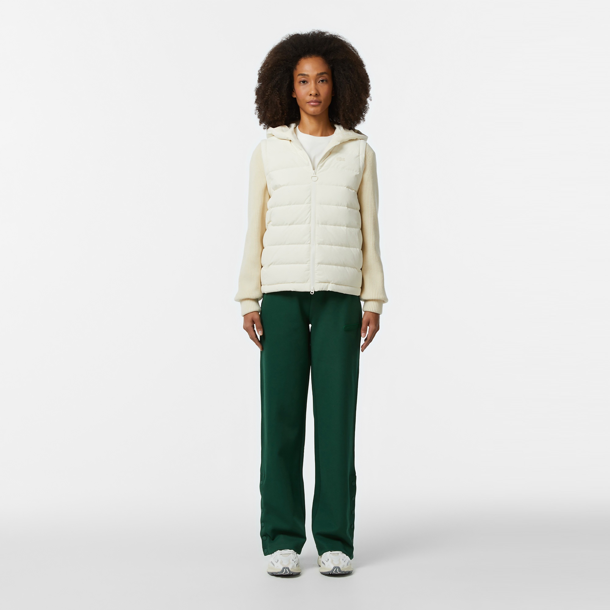 Lacoste Kadın Regular Fit Kapüşonlu Beyaz Mont