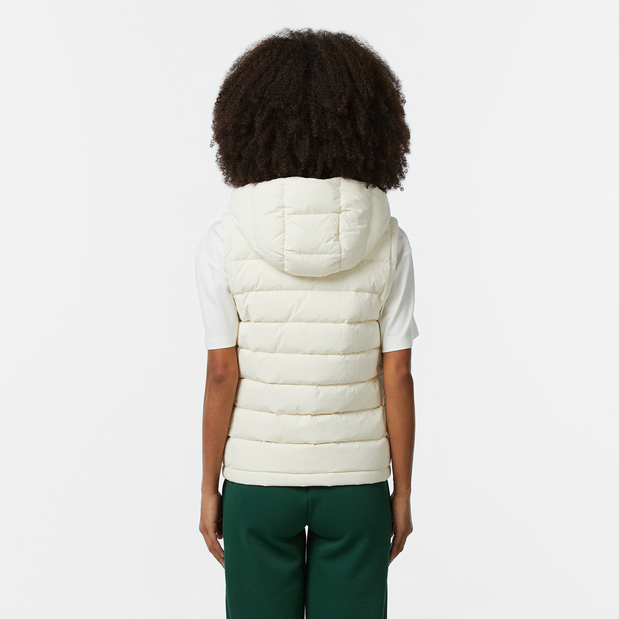 Lacoste Kadın Regular Fit Kapüşonlu Beyaz Mont