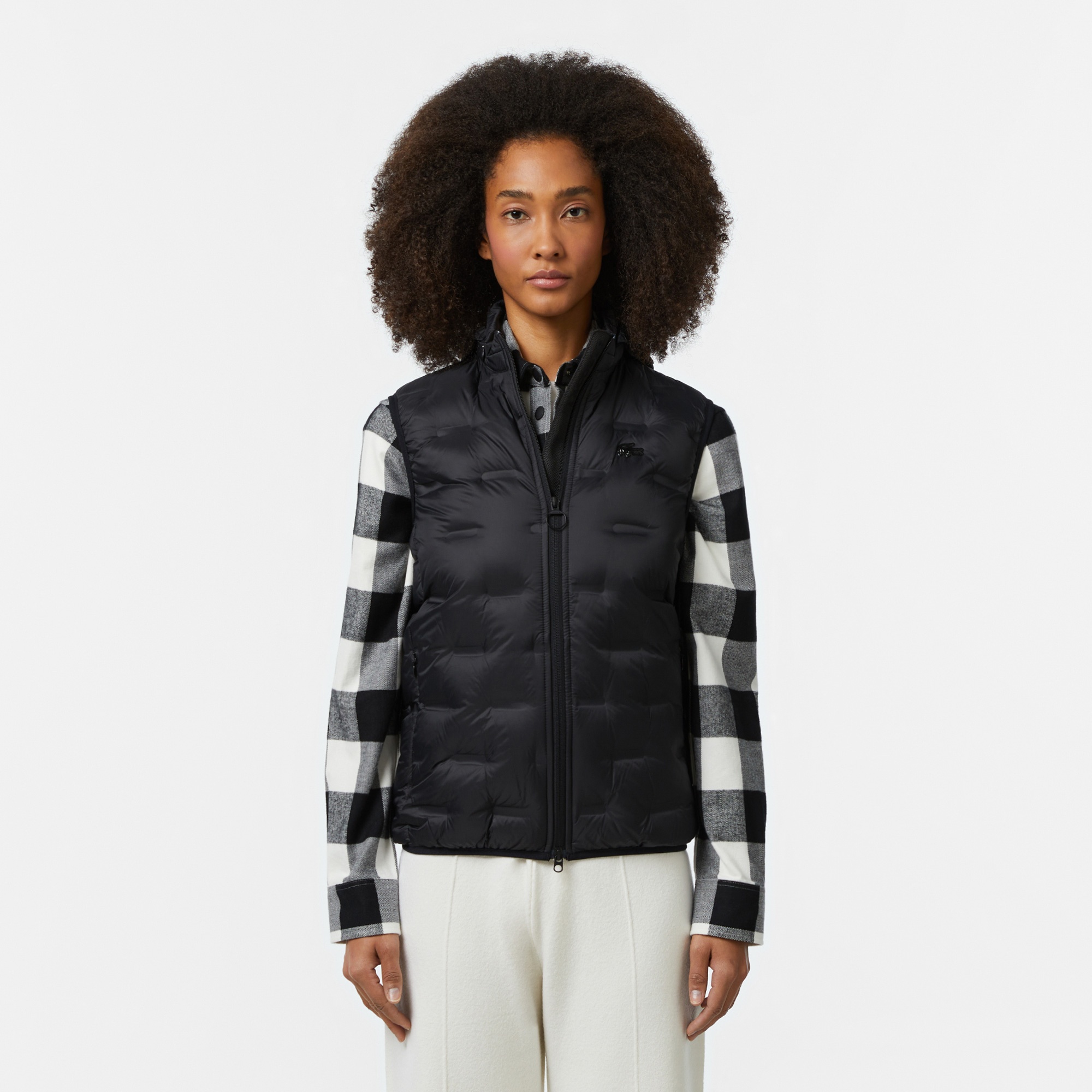 Lacoste Kadın Kapitone Regular Fit Kapüşonlu Kapitone Siyah Yelek