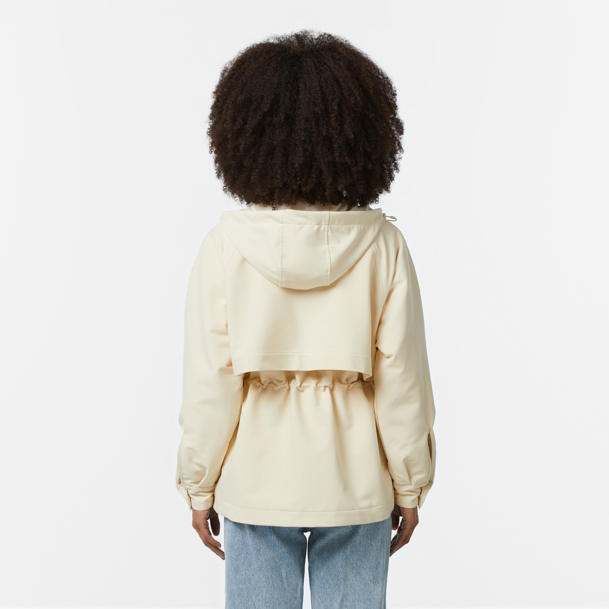 Lacoste Kadın Relaxed Fit Kapüşonlu Krem Yağmurluk