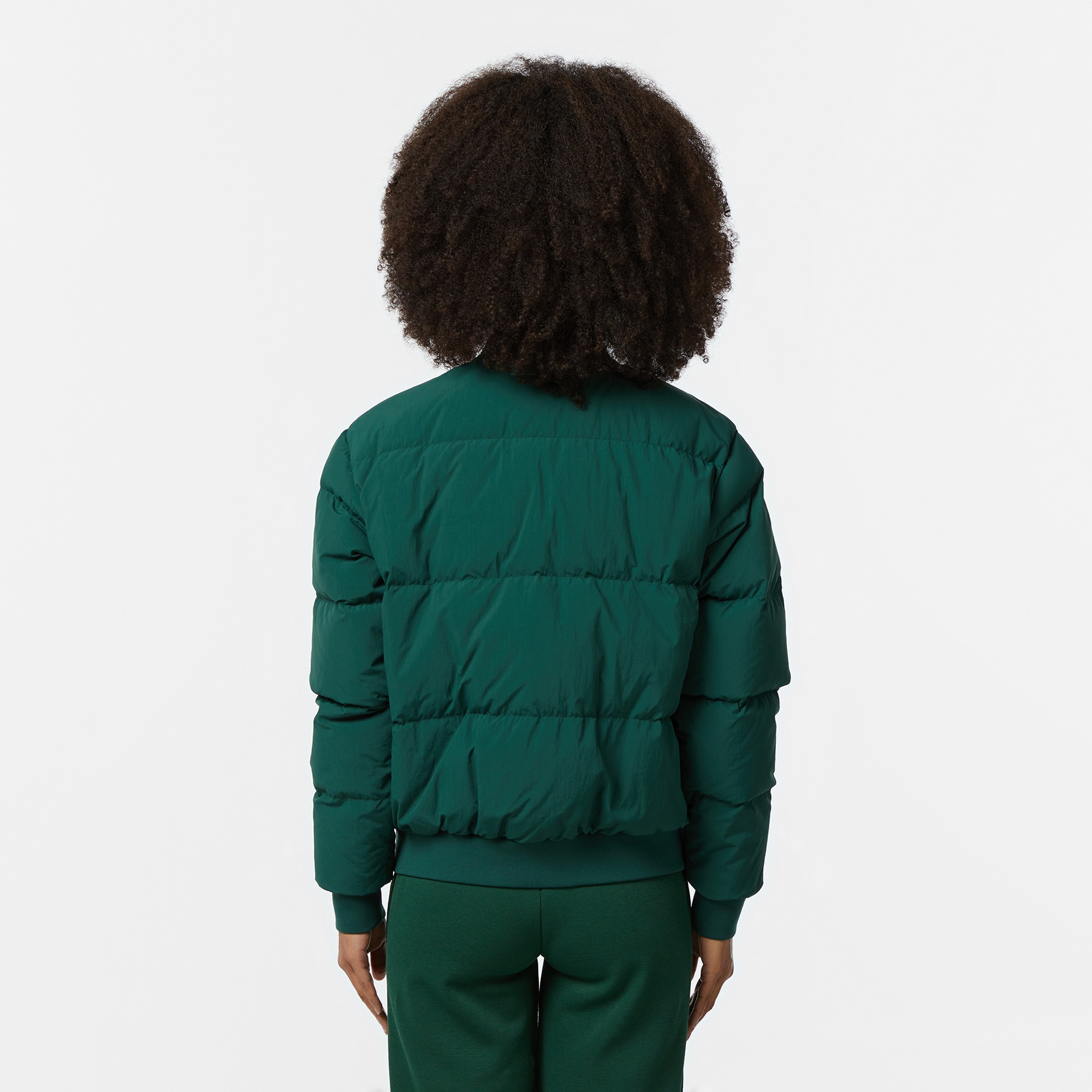 Lacoste Kadın Relaxed Fit Dik Yaka Koyu Yeşil Mont