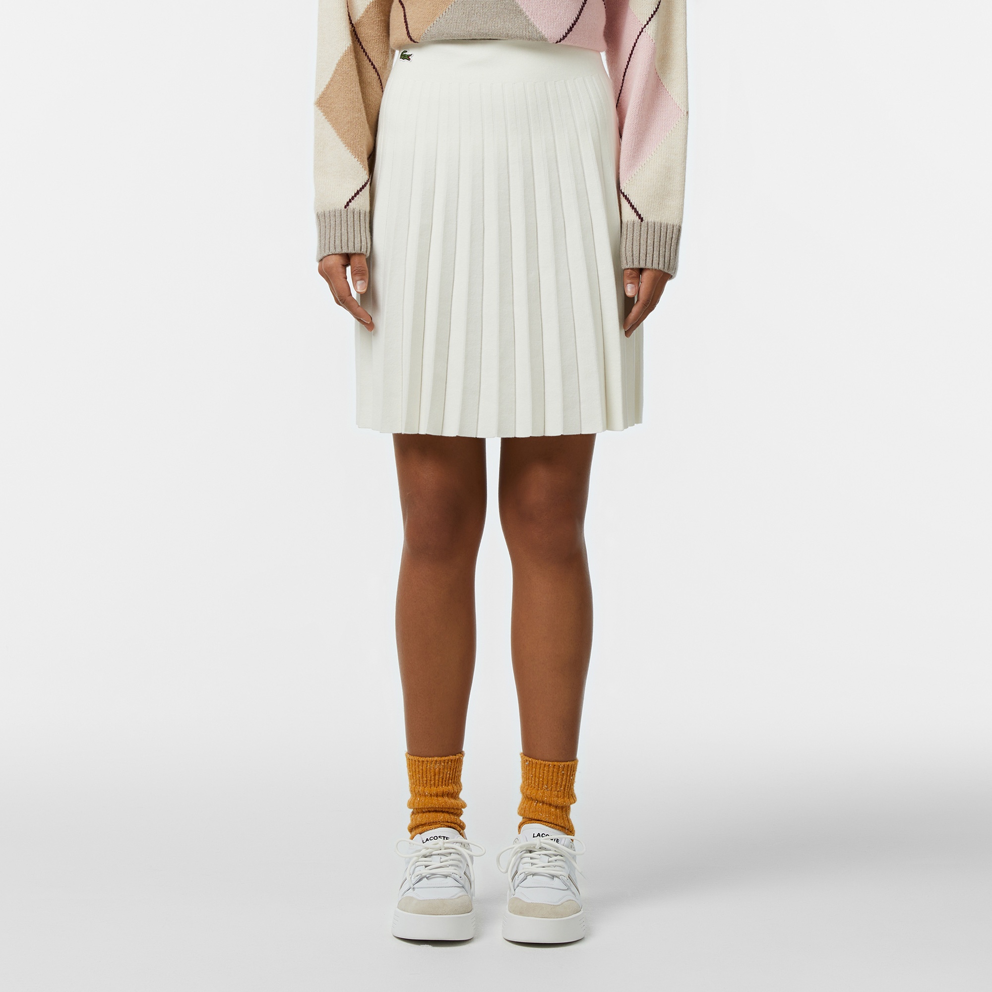 Lacoste Kadın Flare Fit Beyaz Etek