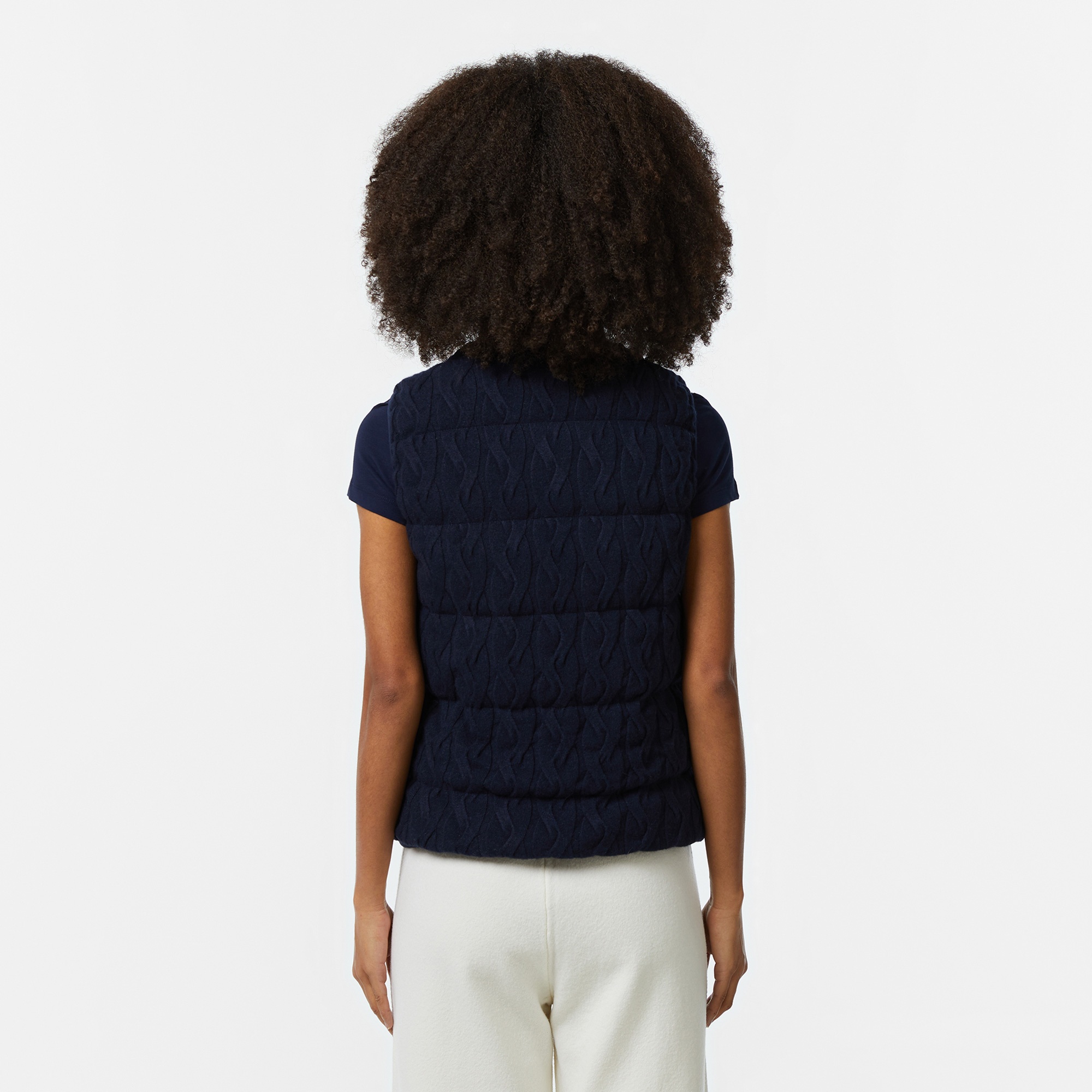 Lacoste Kadın Kapitone Regular Fit Dik Yaka Çift Taraflı Lacivert Yelek