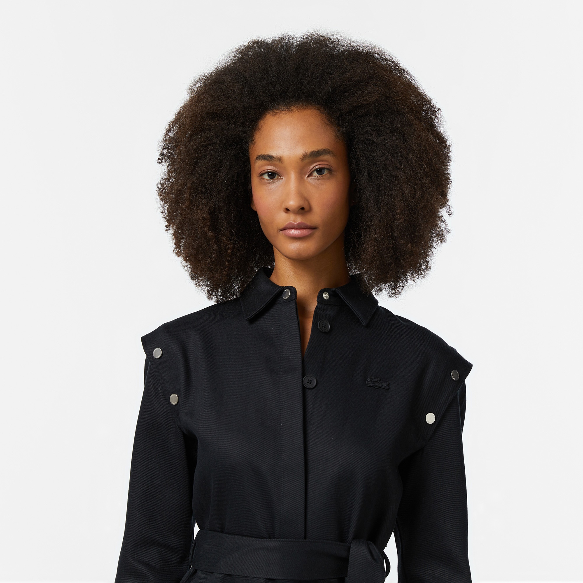 Lacoste Kadın Relaxed Fit Uzun Kollu Gömlek Yaka Siyah Elbise