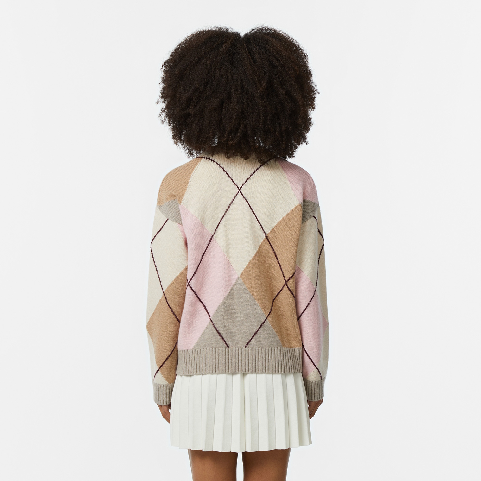 Lacoste Kadın Regular Fit Bisiklet Yaka Renk Bloklu Bej Triko