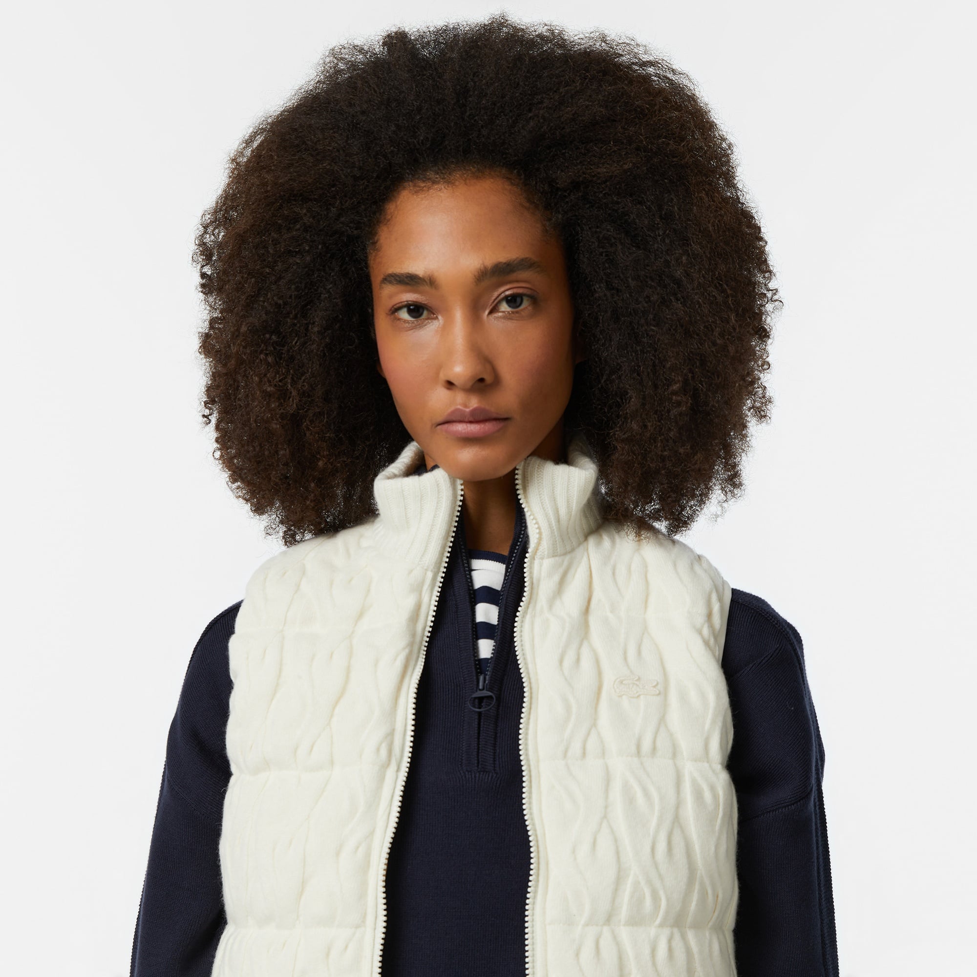 Kadın Regular Fit Dik Yaka Kapitone Çift Taraflı Beyaz Yelek