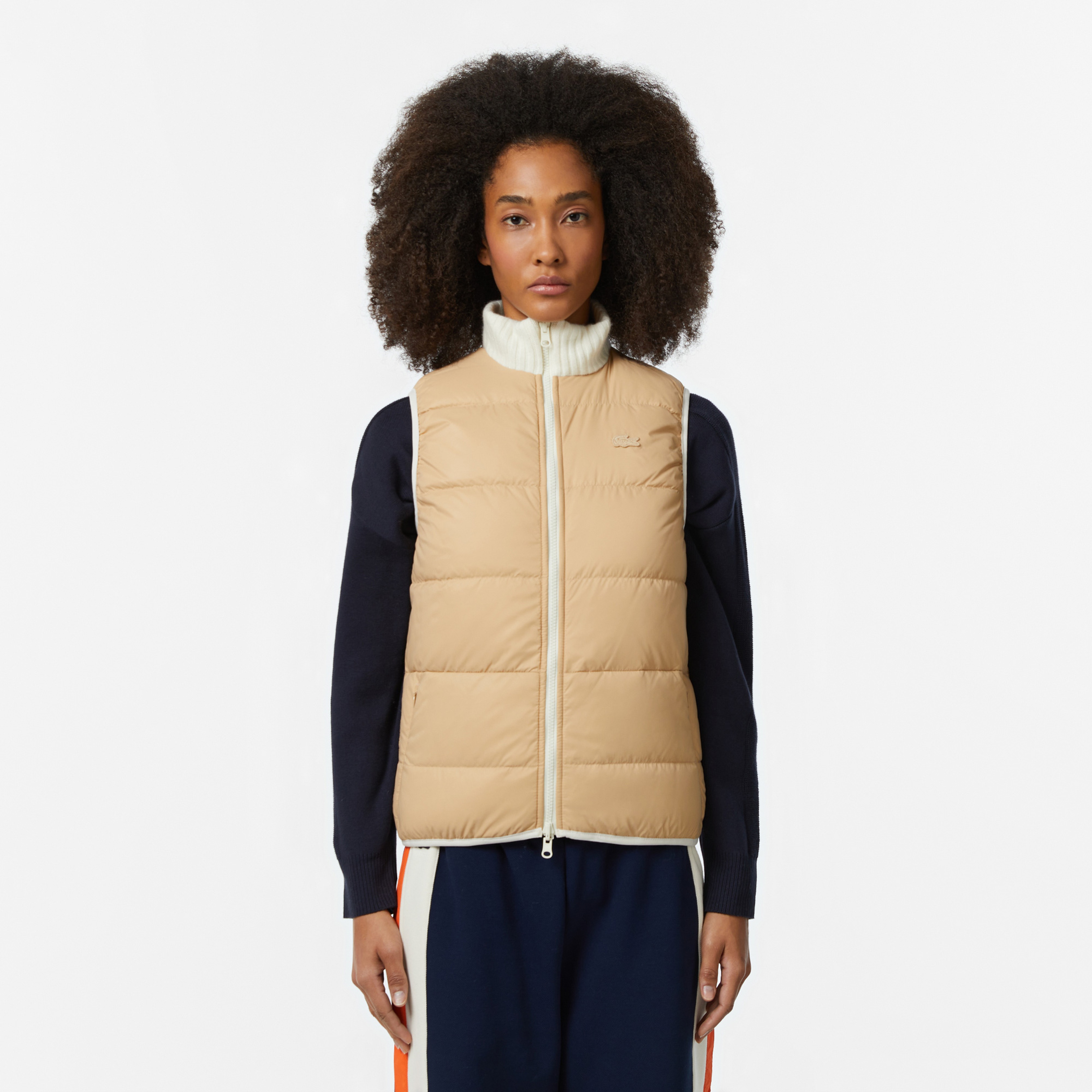 Kadın Regular Fit Dik Yaka Kapitone Çift Taraflı Beyaz Yelek