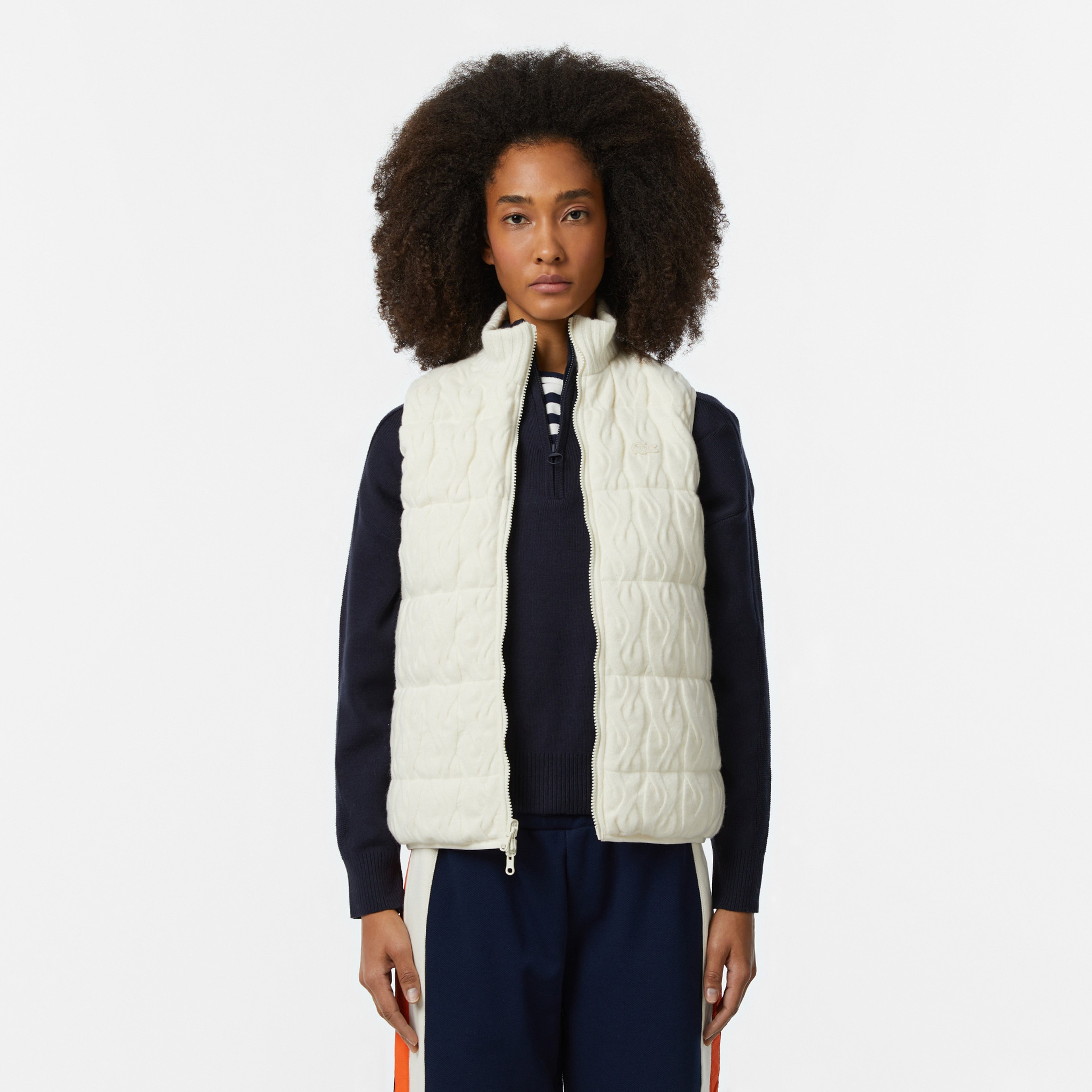 Kadın Regular Fit Dik Yaka Kapitone Çift Taraflı Beyaz Yelek