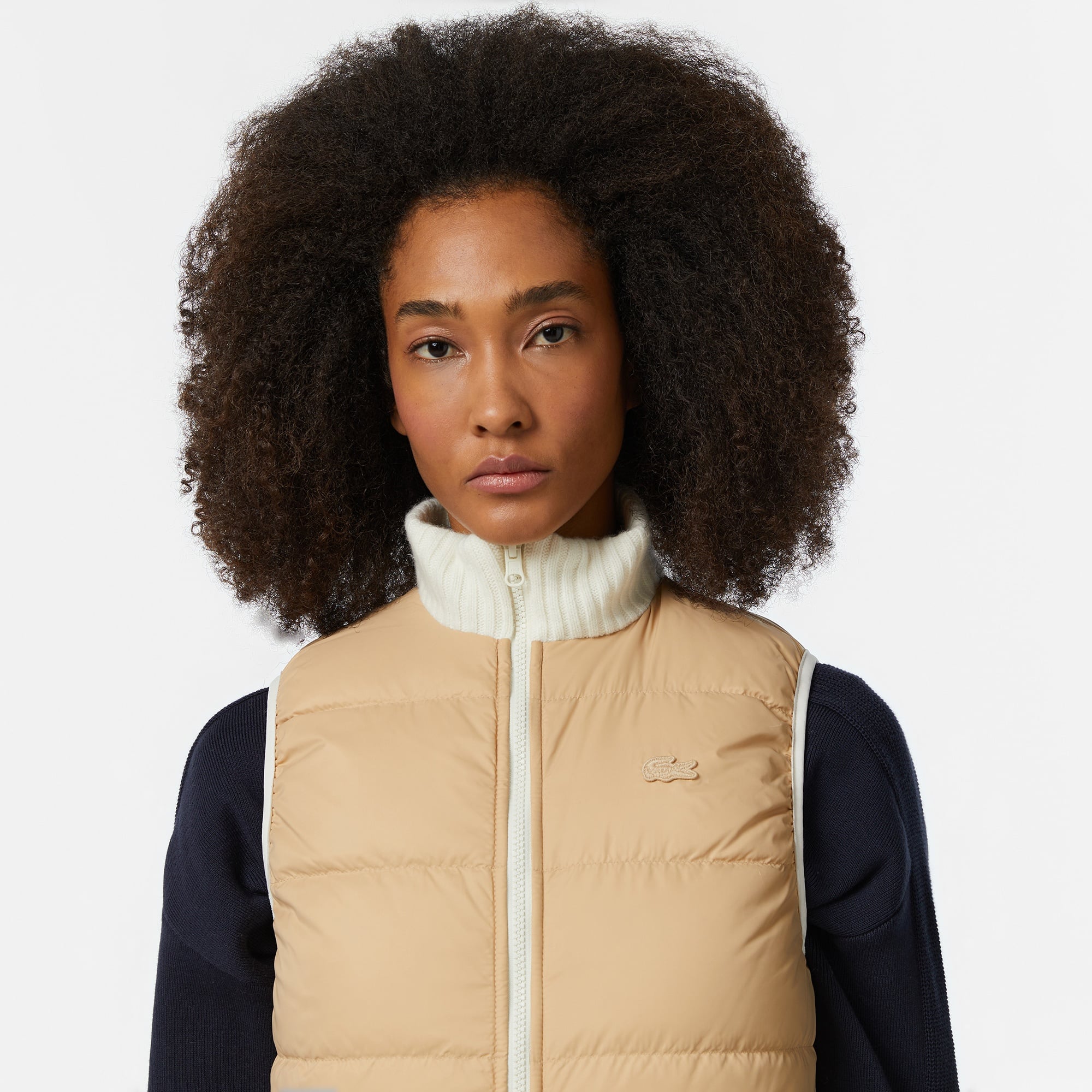 Kadın Regular Fit Dik Yaka Kapitone Çift Taraflı Beyaz Yelek