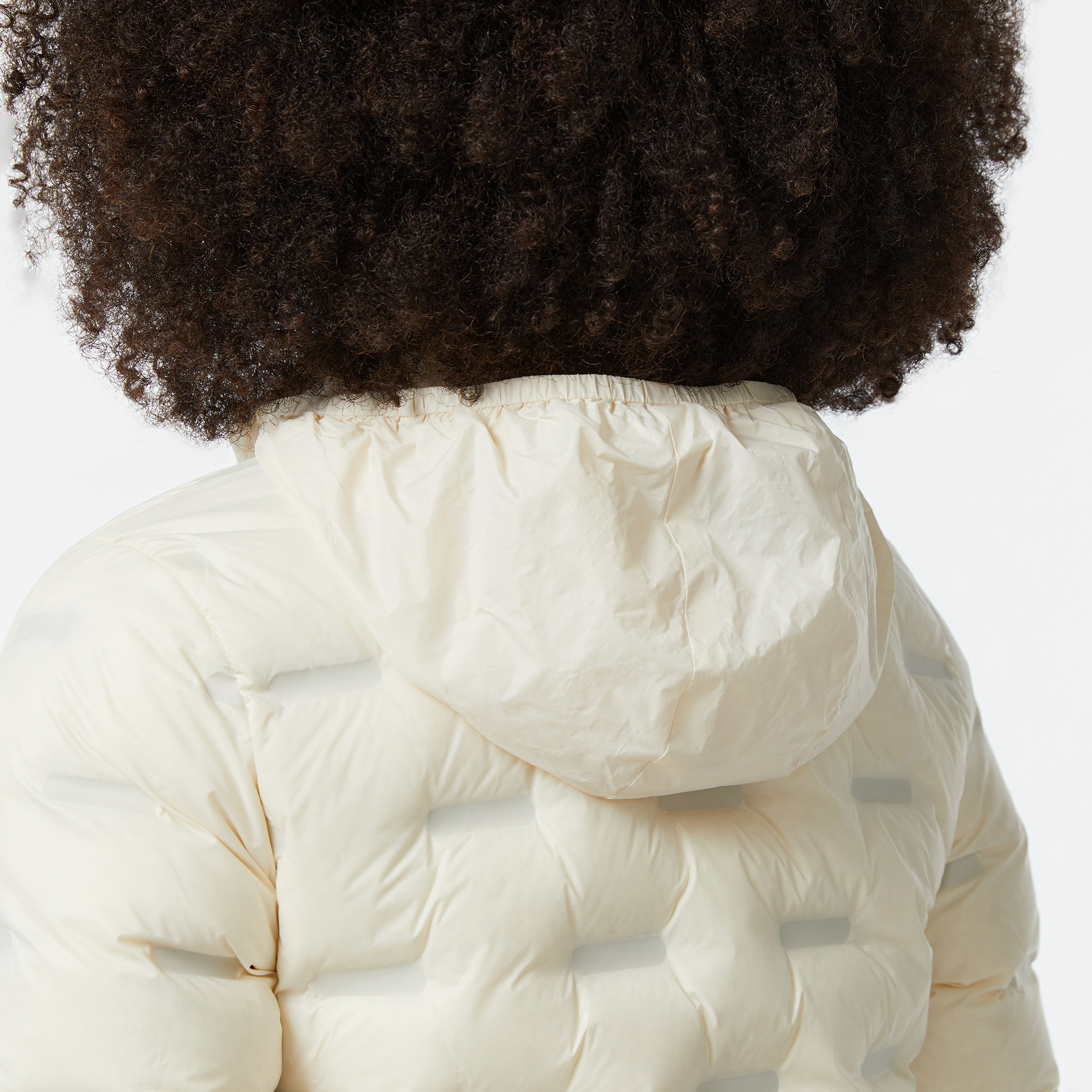 Kadın Regular Fit Kapüşonlu Kapitone Beyaz Mont