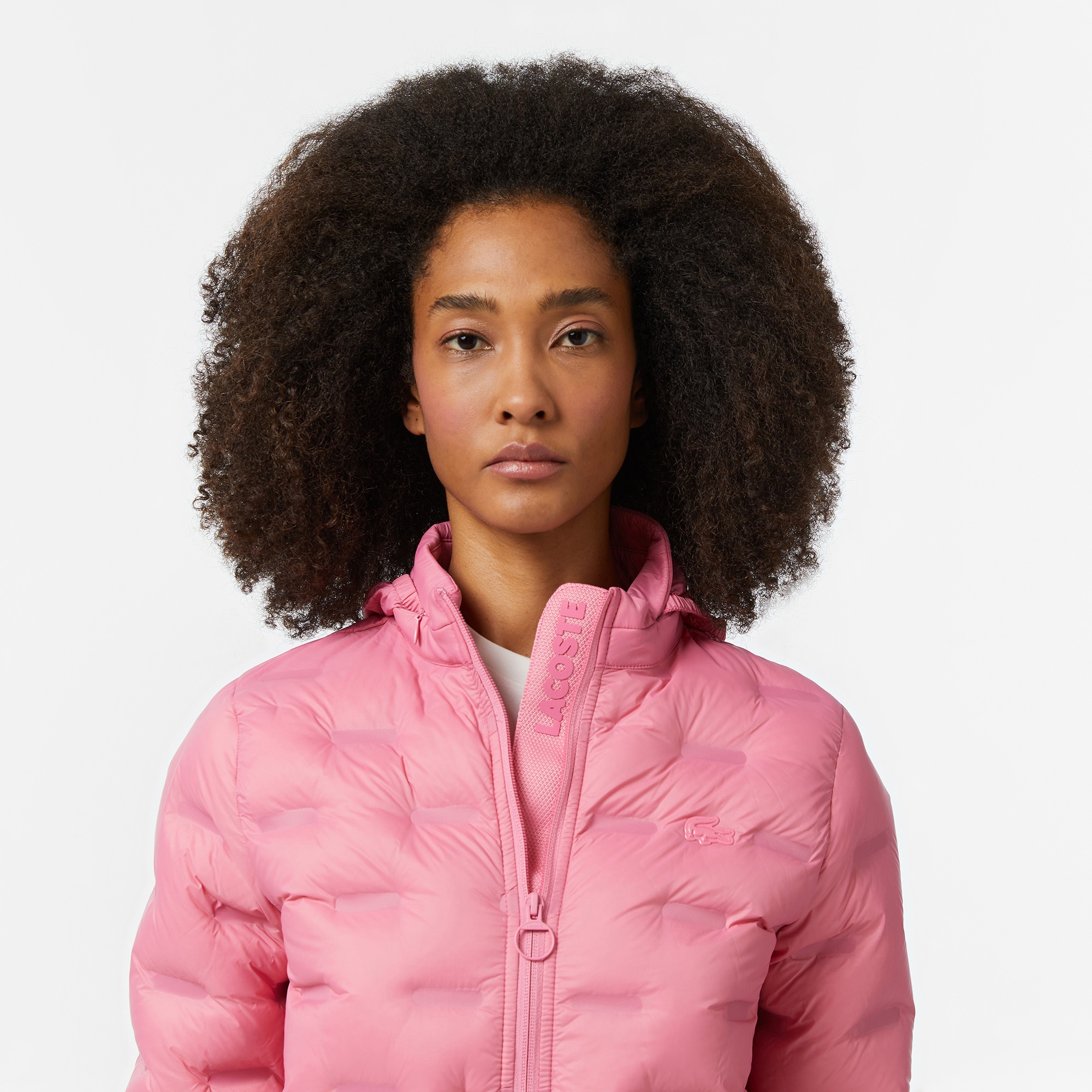 Lacoste Kadın Regular Fit Kapüşonlu Kapitone Pembe Mont