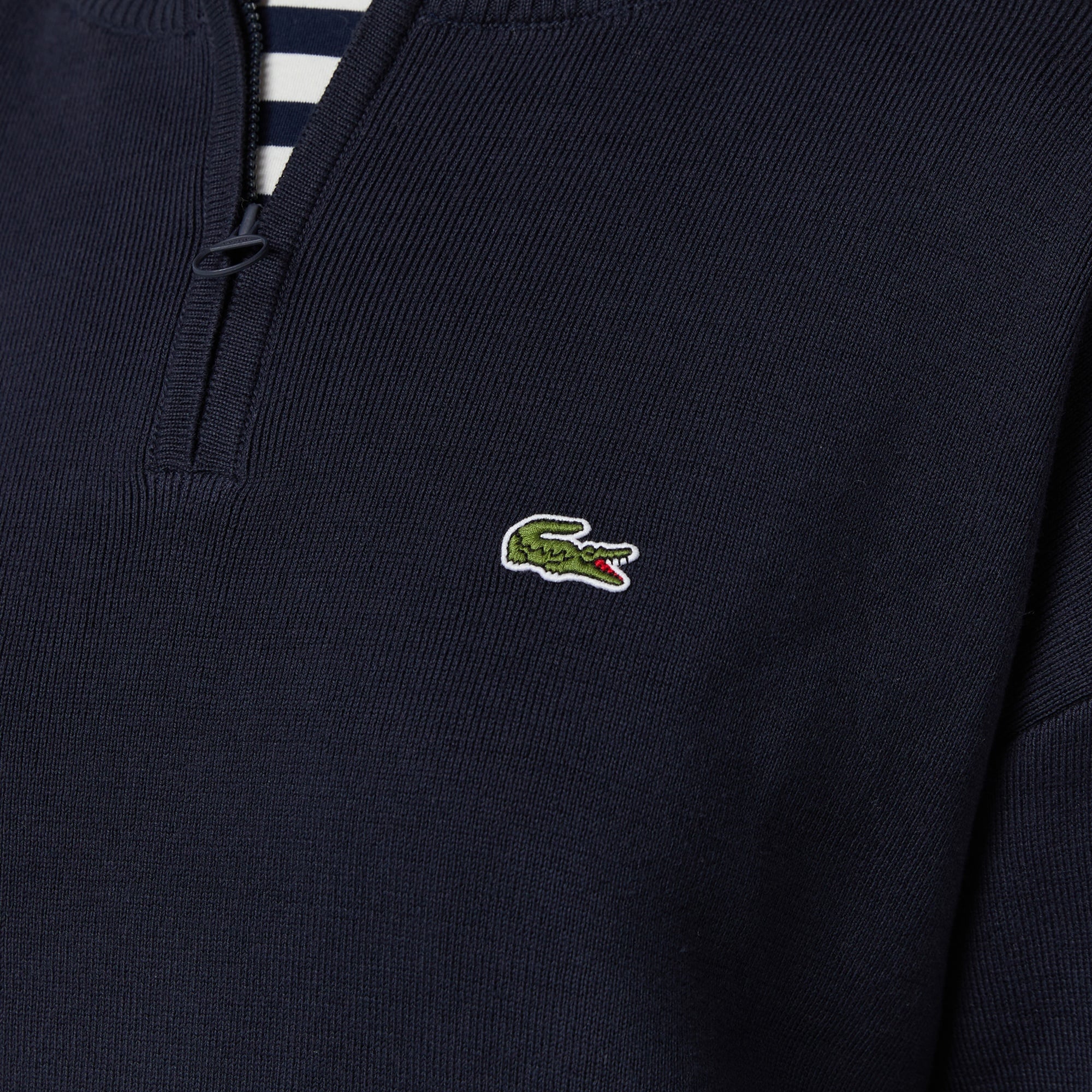 Lacoste Kadın Relaxed Fit Yarım Fermuarlı Lacivert Triko