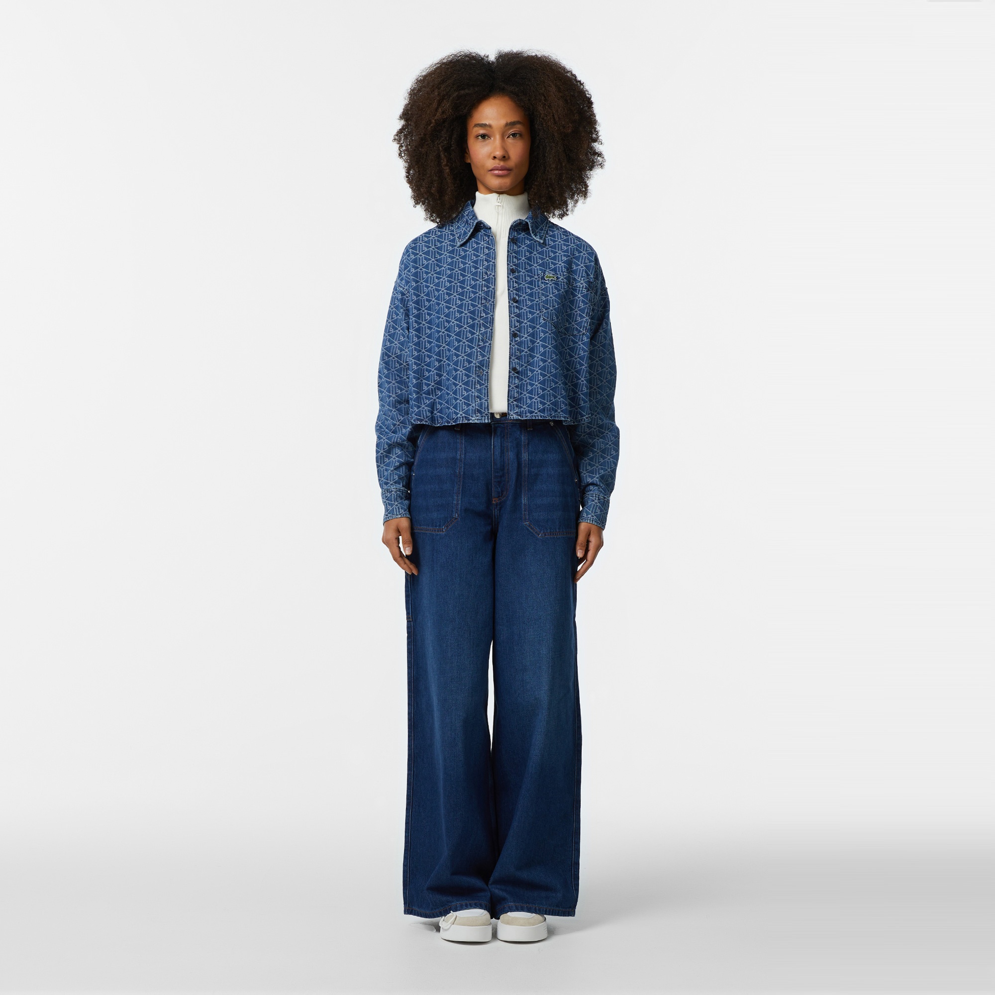 Lacoste Kadın Loose Fit Mavi Gömlek