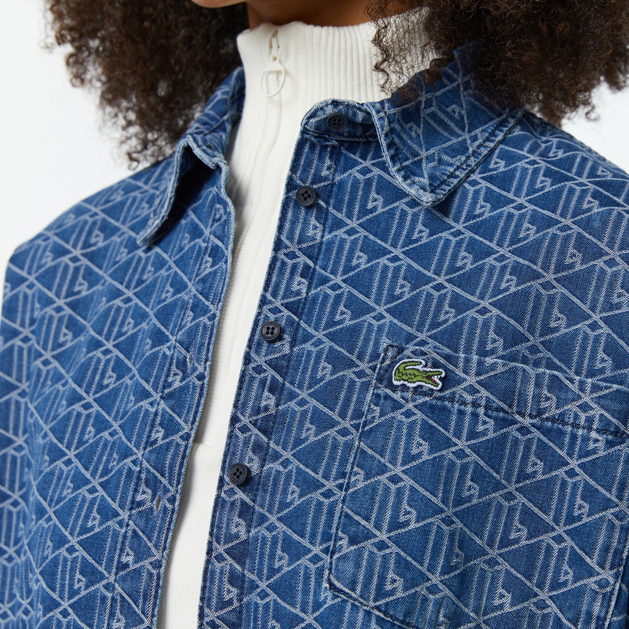 Lacoste Kadın Loose Fit Mavi Gömlek