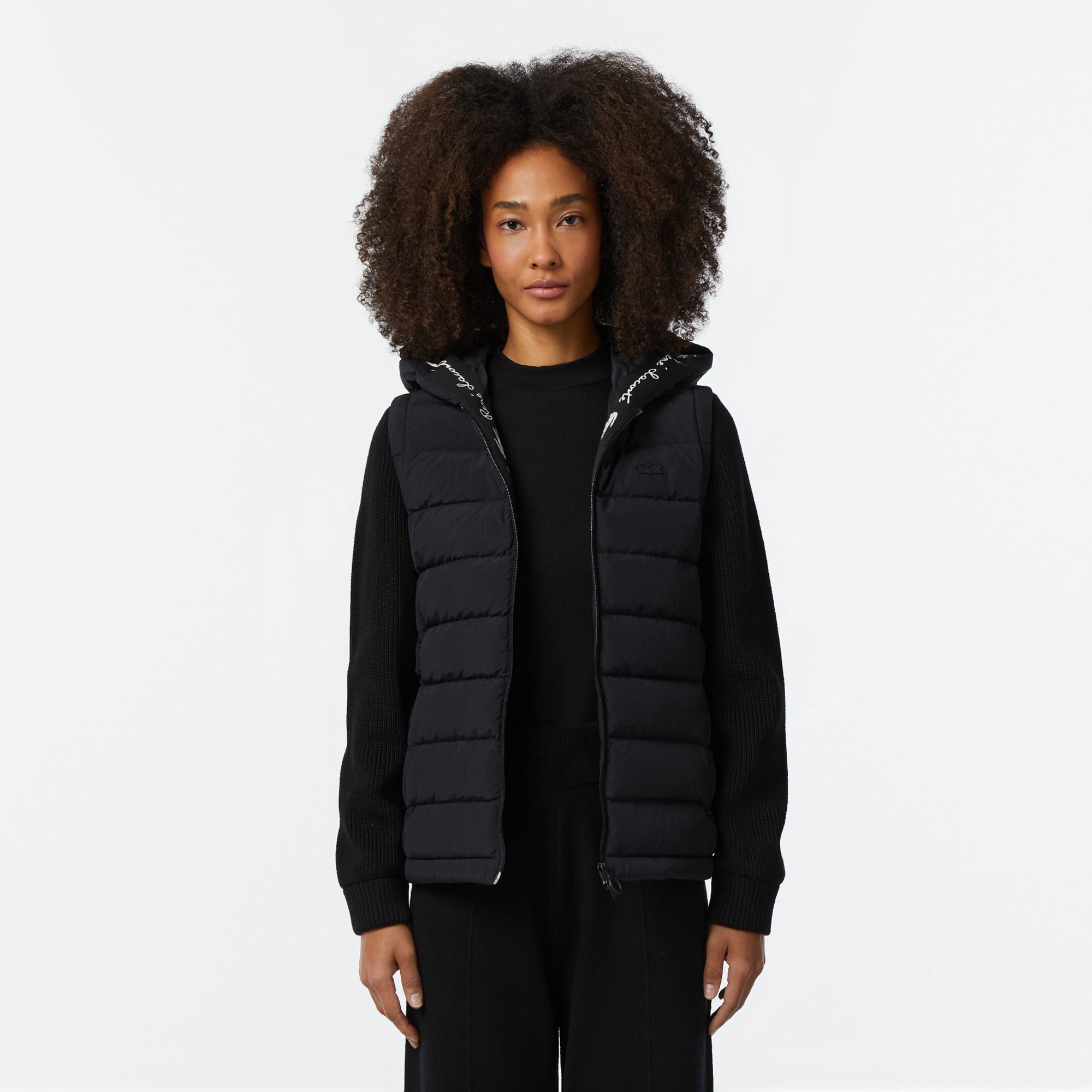 Lacoste Kadın Regular Fit Kapüşonlu Siyah Mont