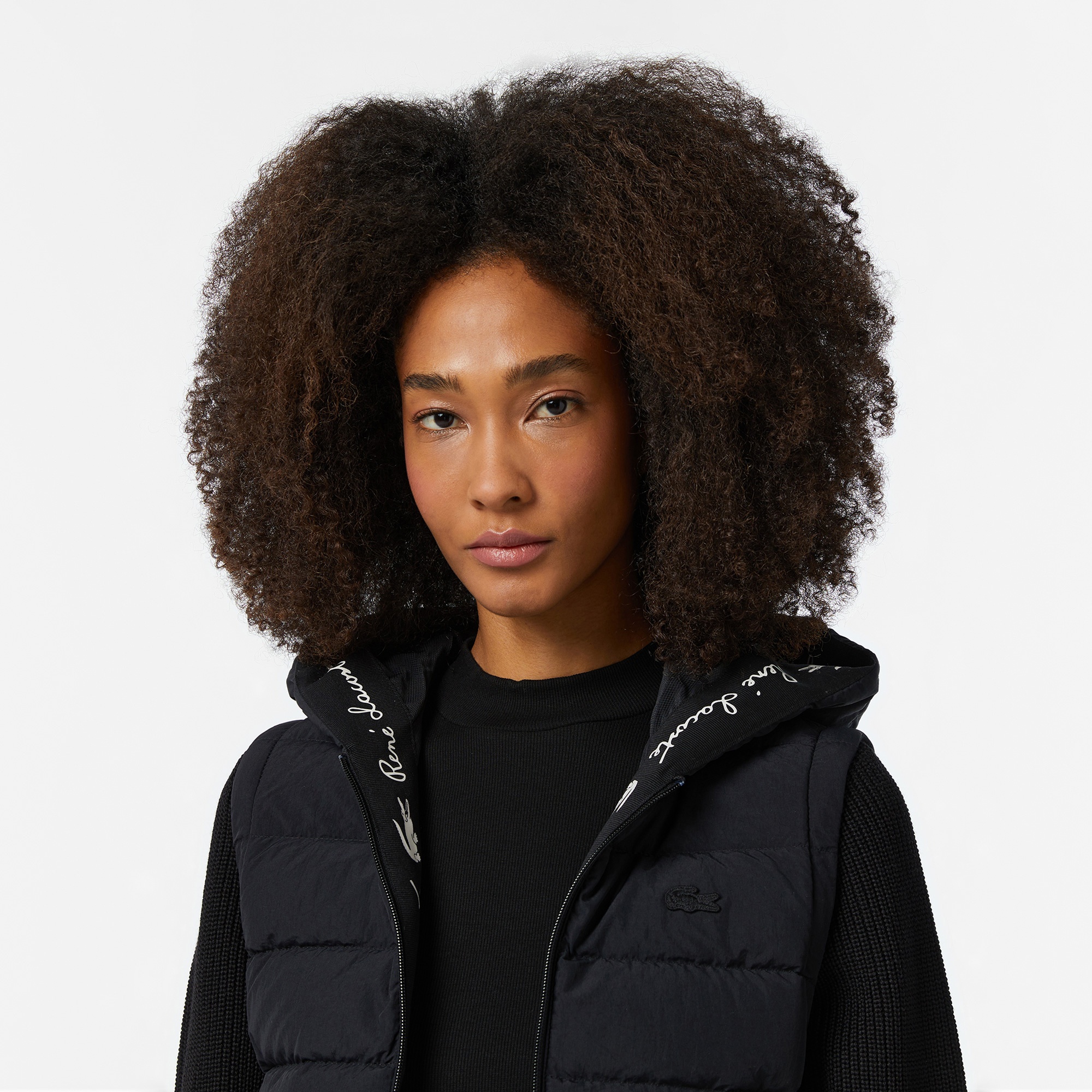 Lacoste Kadın Regular Fit Kapüşonlu Siyah Mont