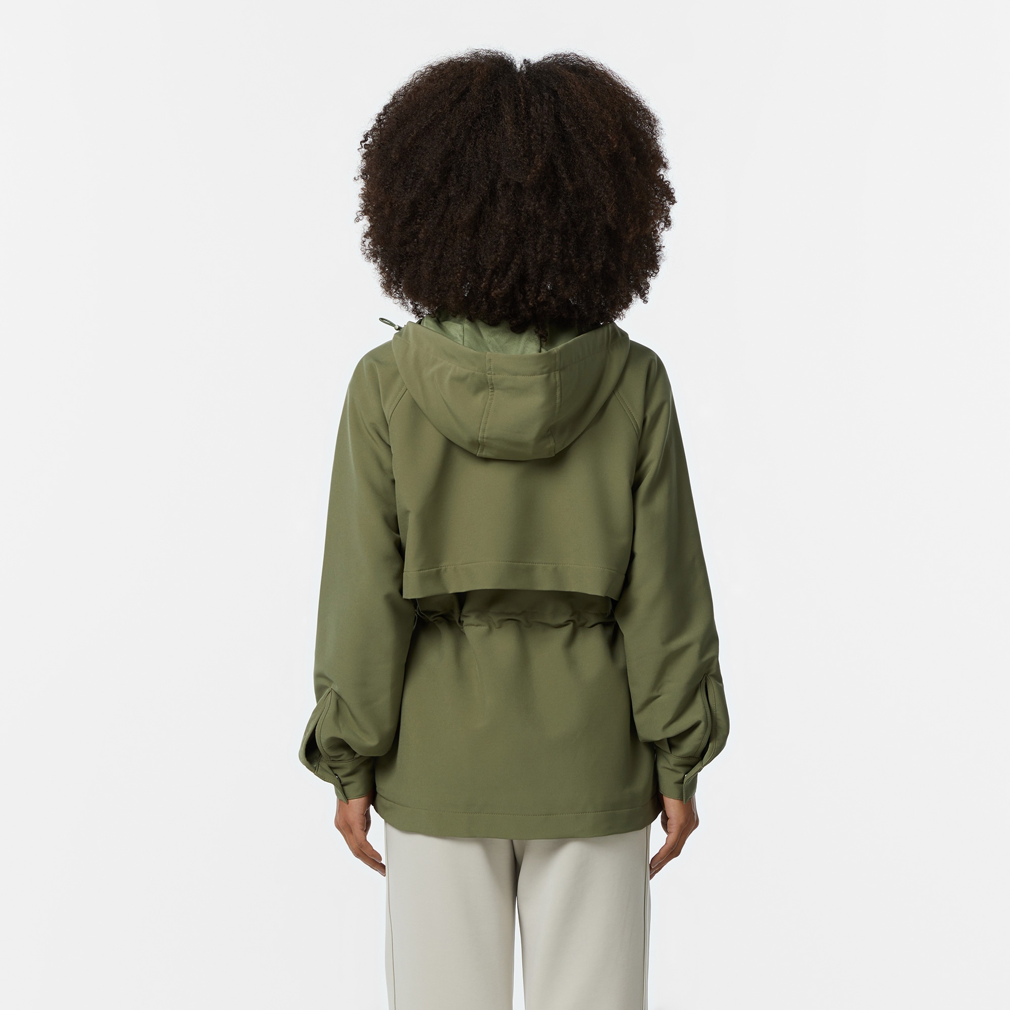 Lacoste Kadın Relaxed Fit Kapüşonlu Yeşil Yağmurluk