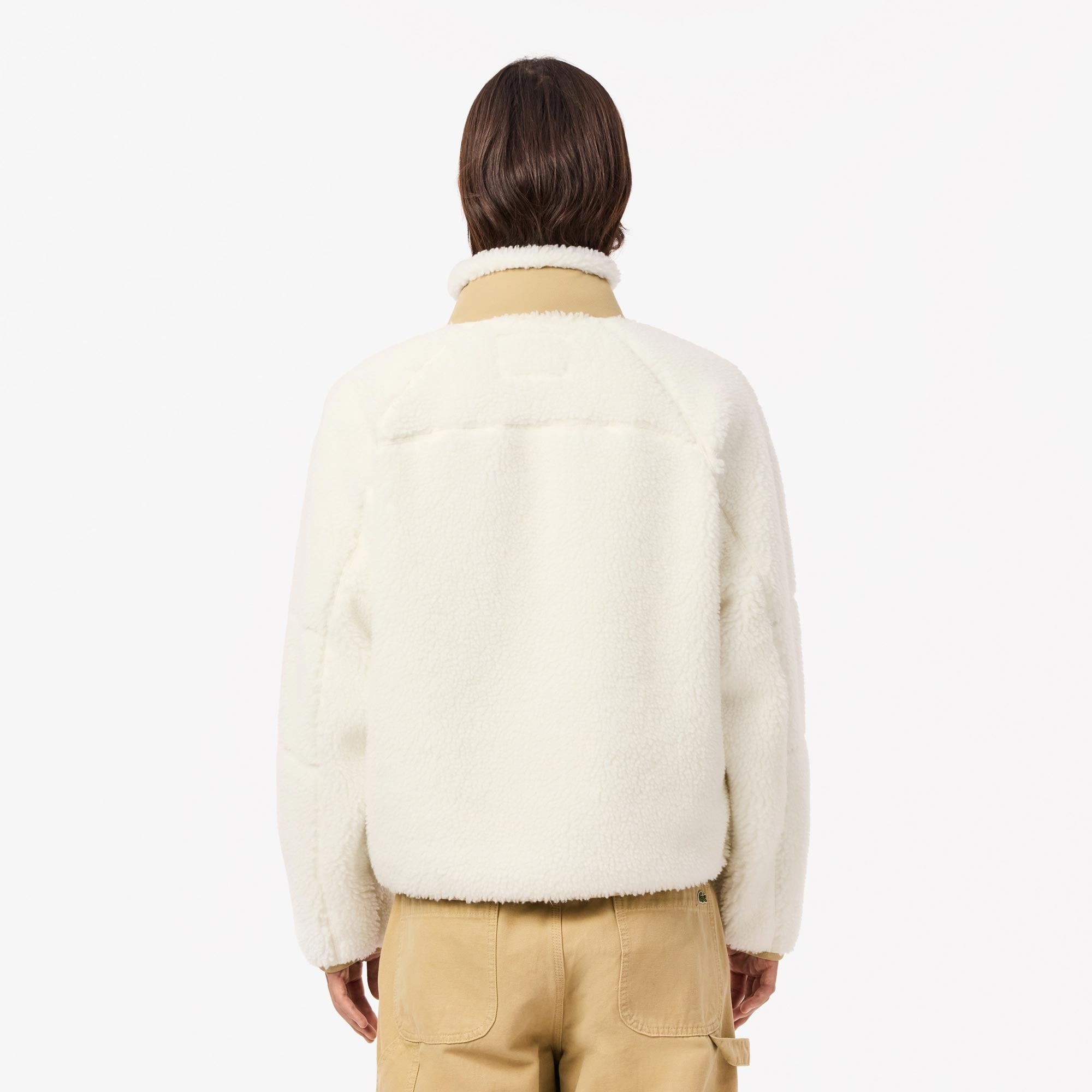 Lacoste Erkek Dik Yaka Desenli Beyaz Mont